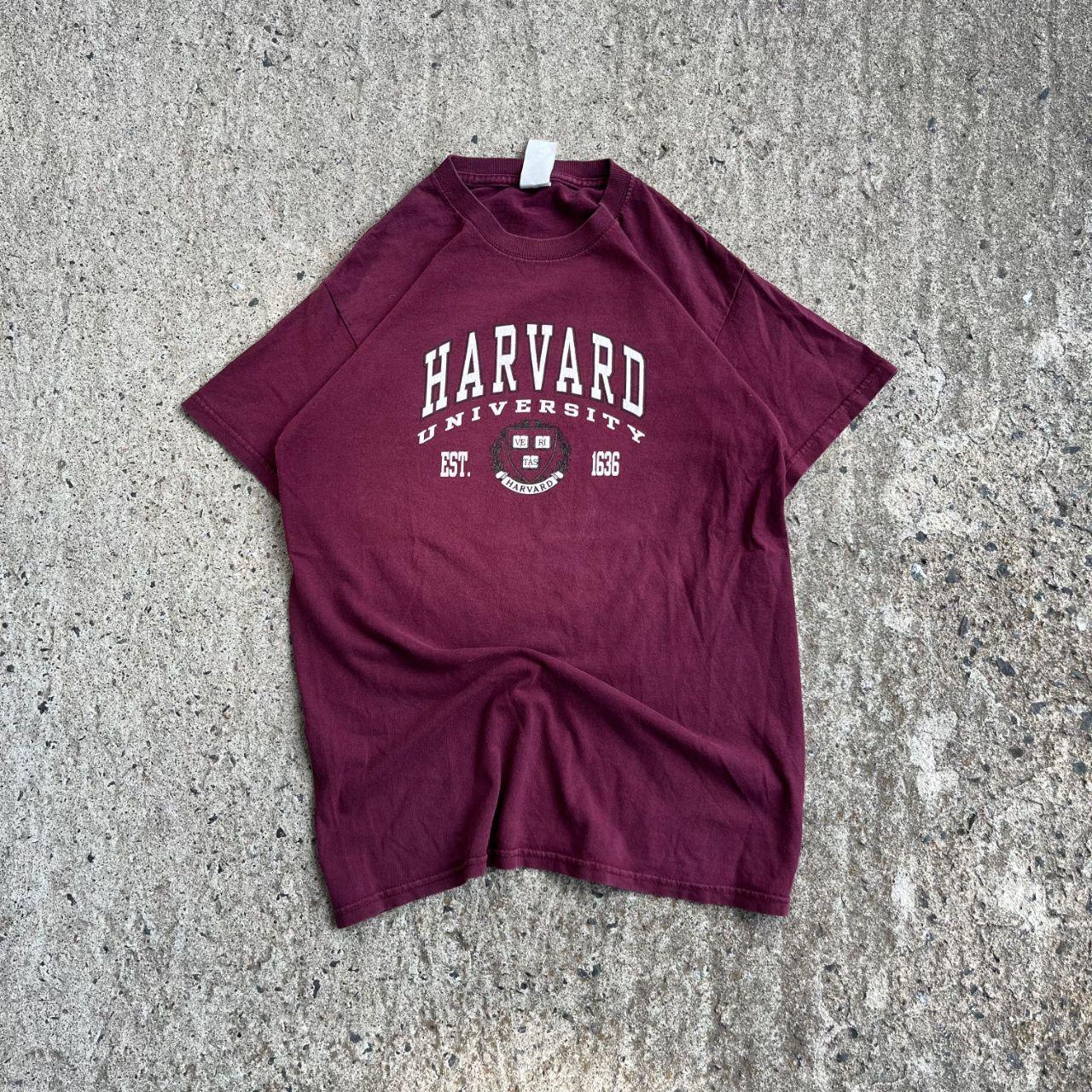 Vintage Y2K Burgundy Harvard T-Shirt (S)