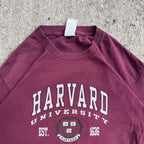 Vintage Y2K Burgundy Harvard T-Shirt (S)