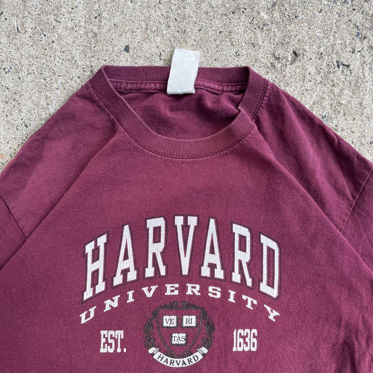 Vintage Y2K Burgundy Harvard T-Shirt (S)