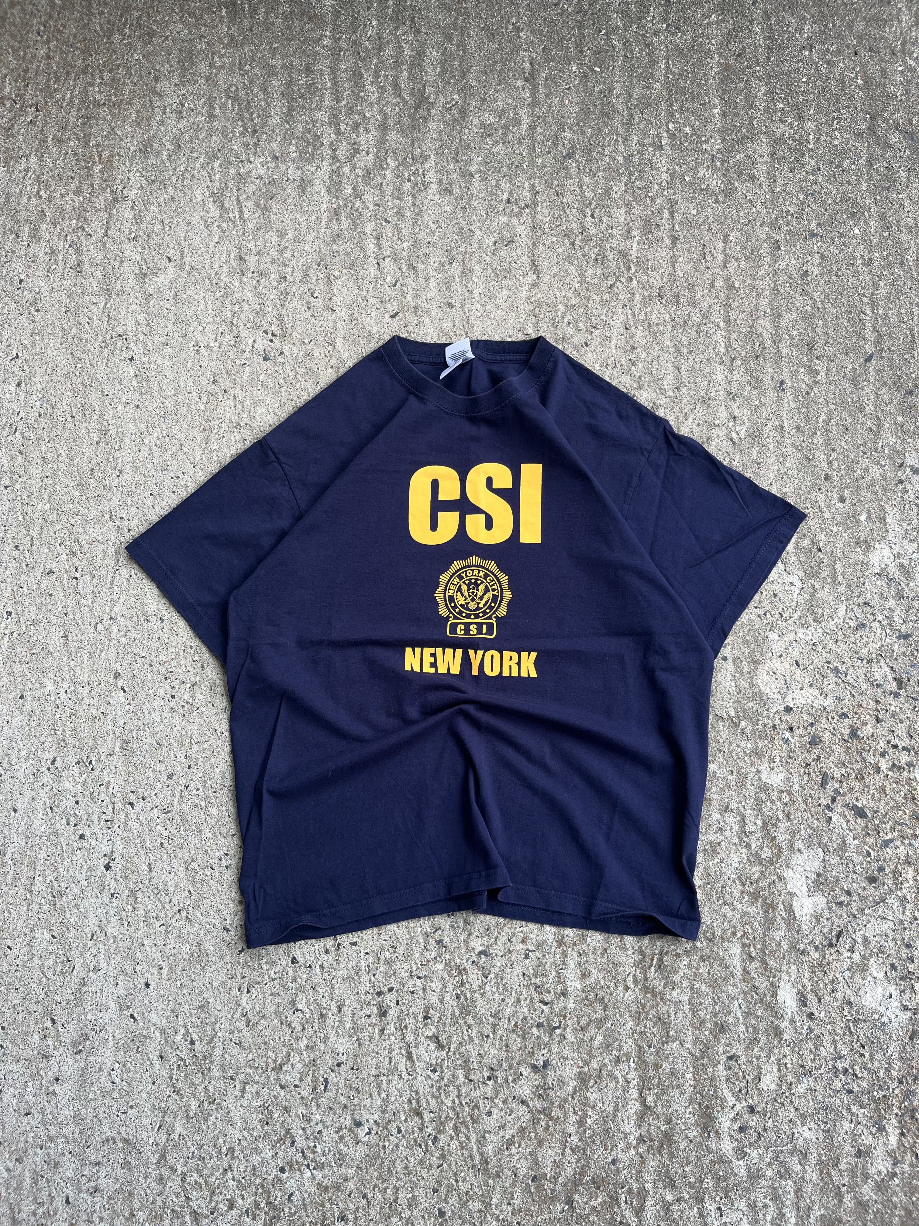 Vintage Y2K Navy CSI New York T-Shirt (L)