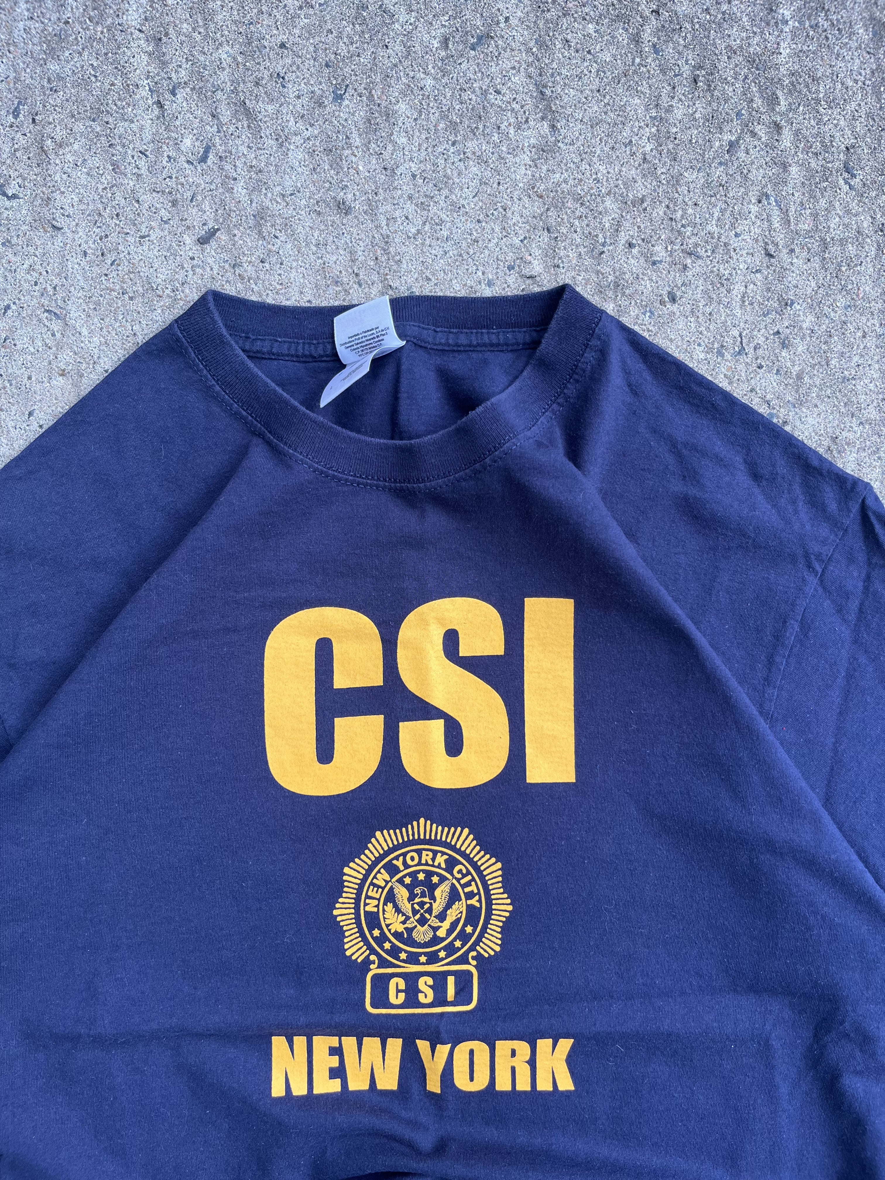 Vintage Y2K Navy CSI New York T-Shirt (L)