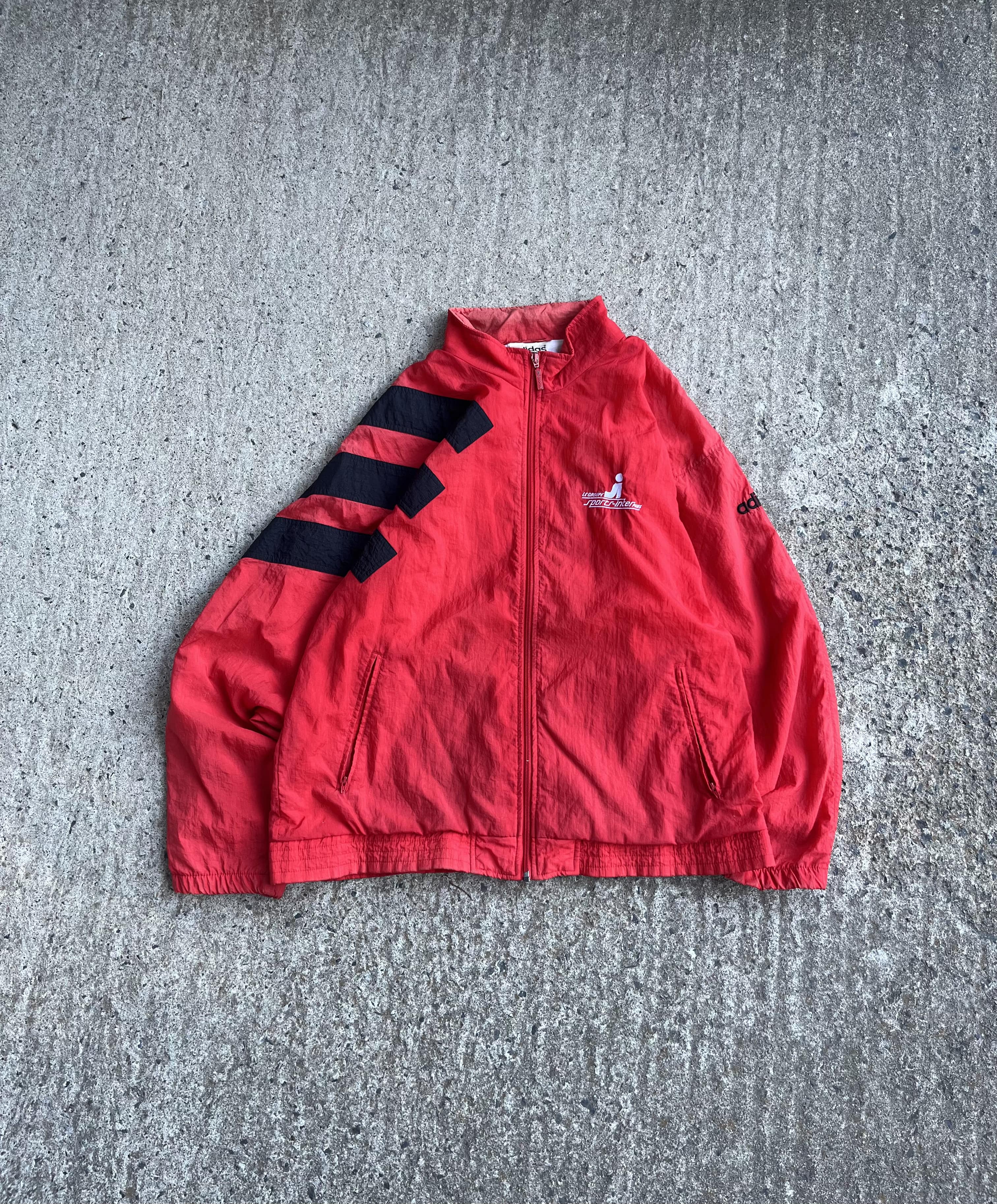 Vintage 90s Red & Black Adidas Windbreaker (M)