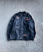 Vintage Y2K Black Capsize Biker Leather Coat (XL)