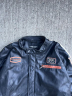 Vintage Y2K Black Capsize Biker Leather Coat (XL)