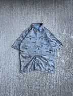 Vintage Y2K Clench Jeans All-Over Print Button-Up (M)
