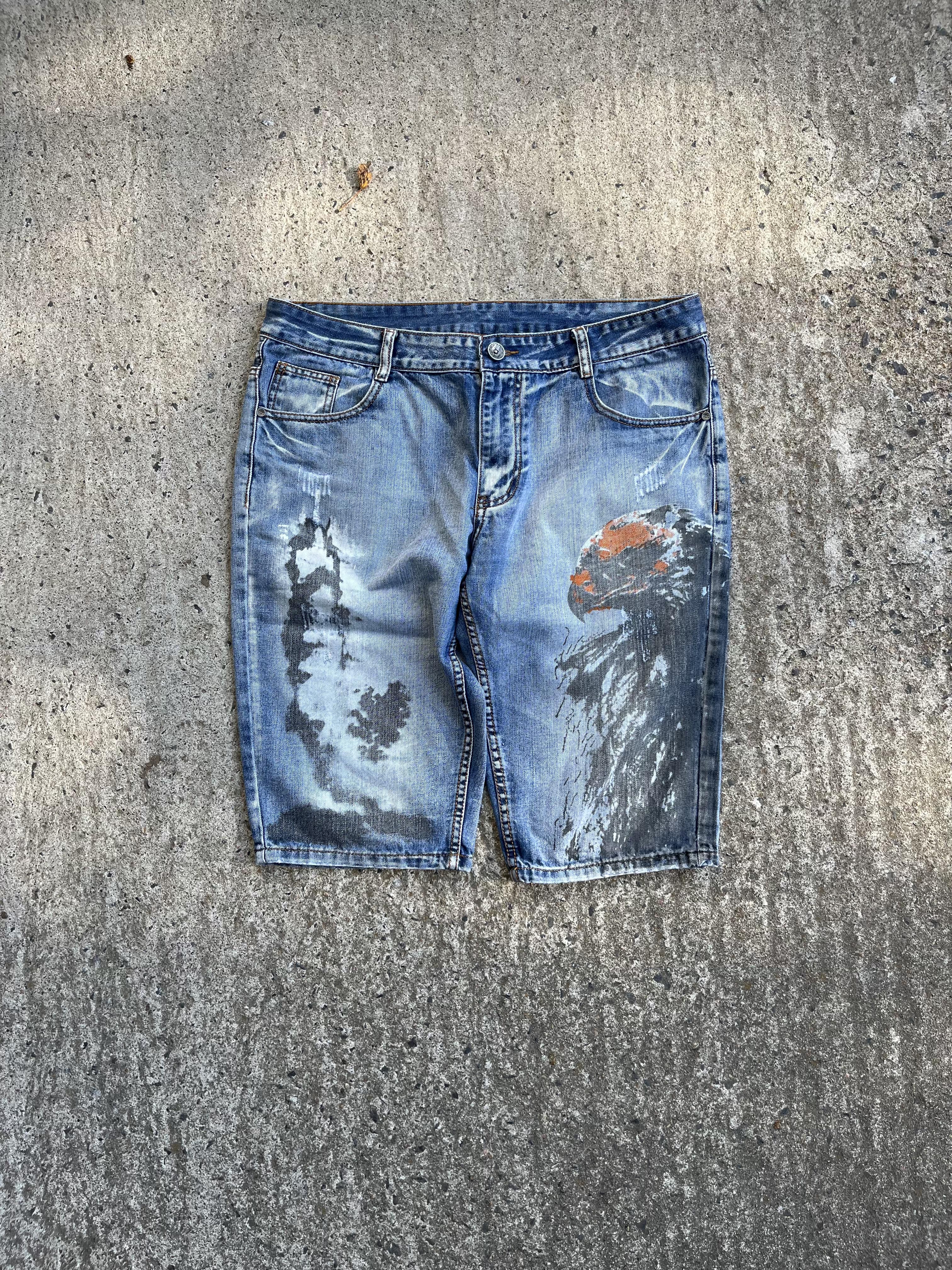 Vintage Y2K Baggy Eagle Graphic Jorts (W38)