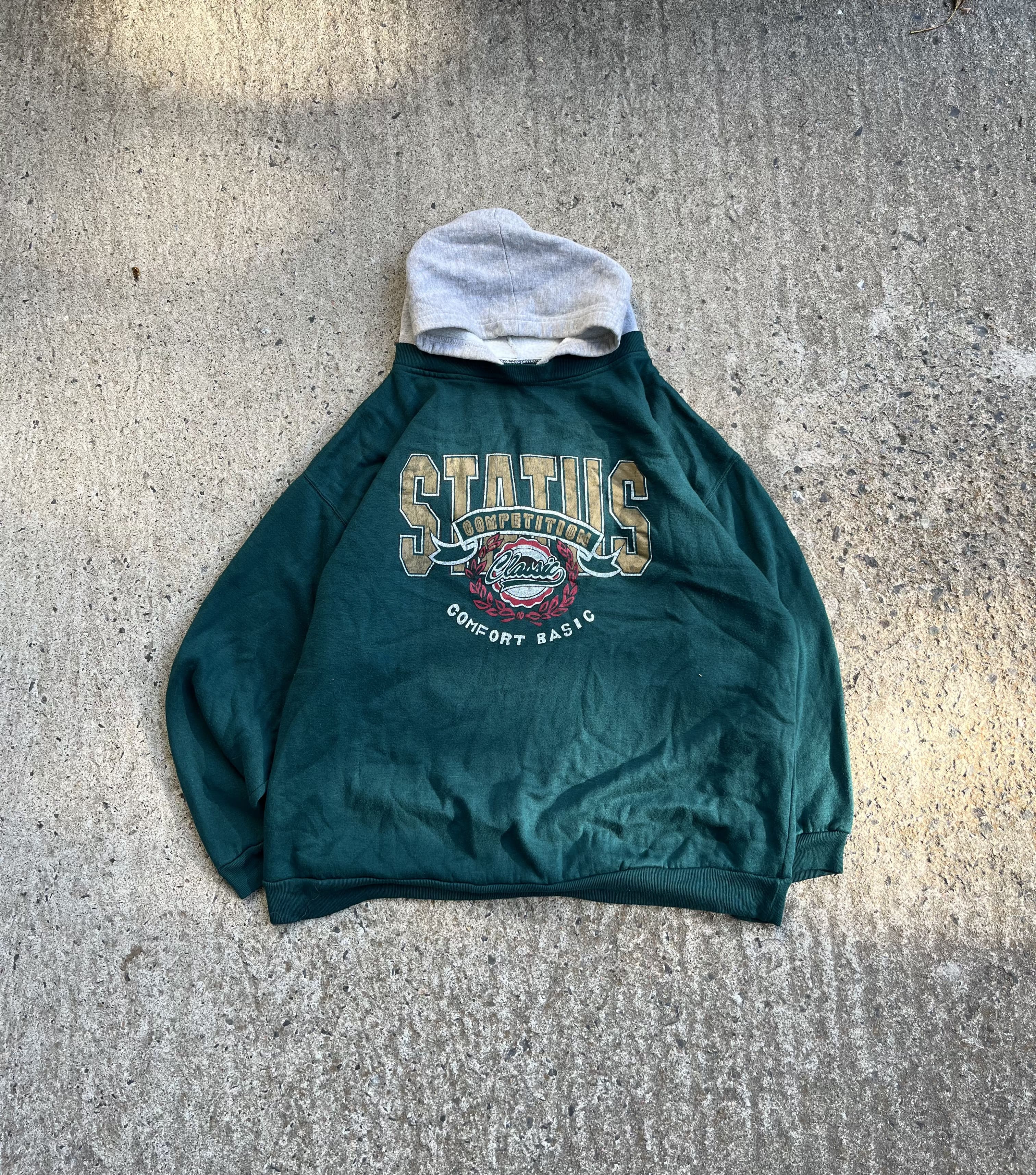 Vintage Y2K Status Competition Green Hoodie (M)