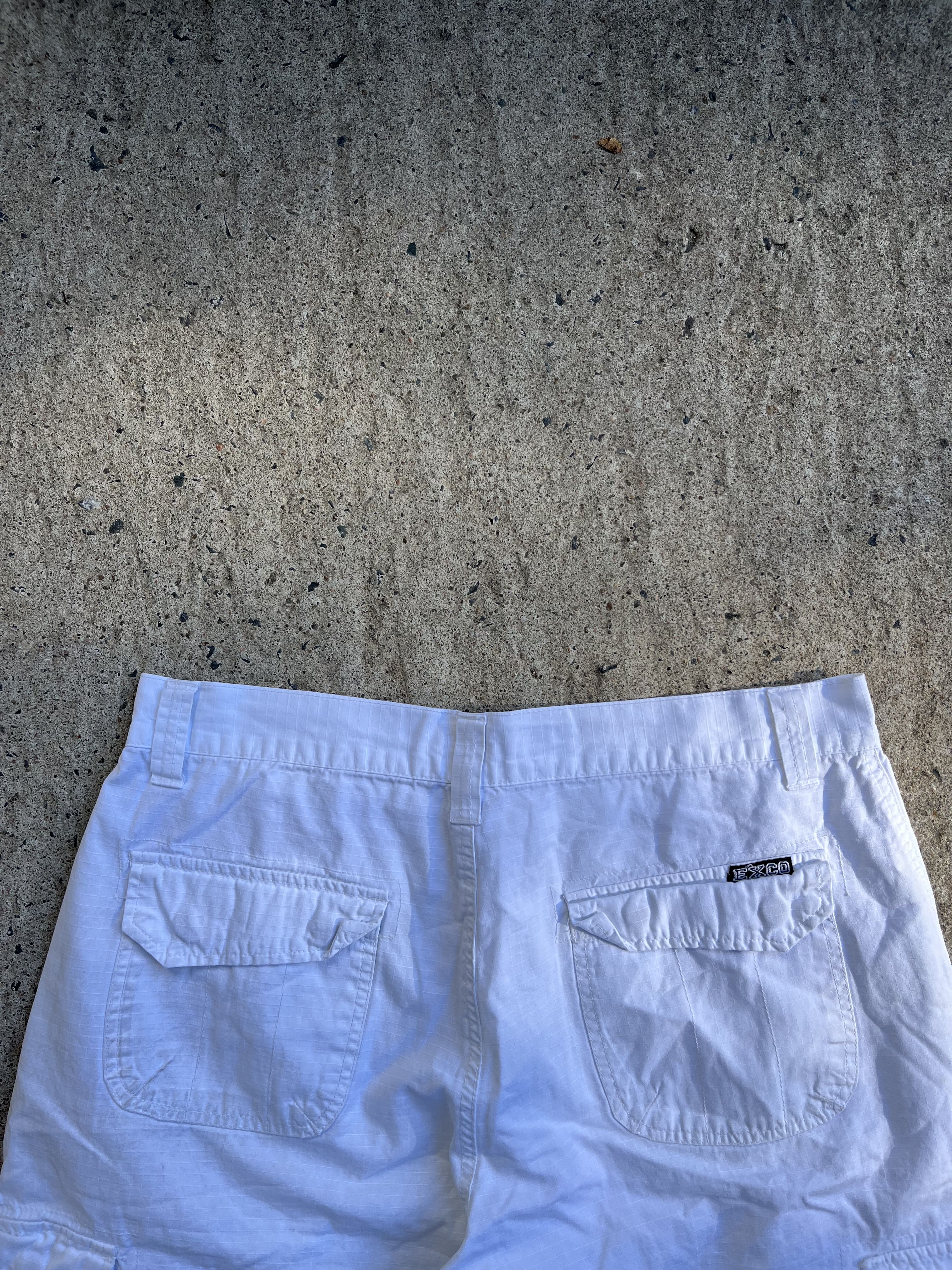 Vintage Y2K Baggy White EXCO Jeans Jorts (W36)