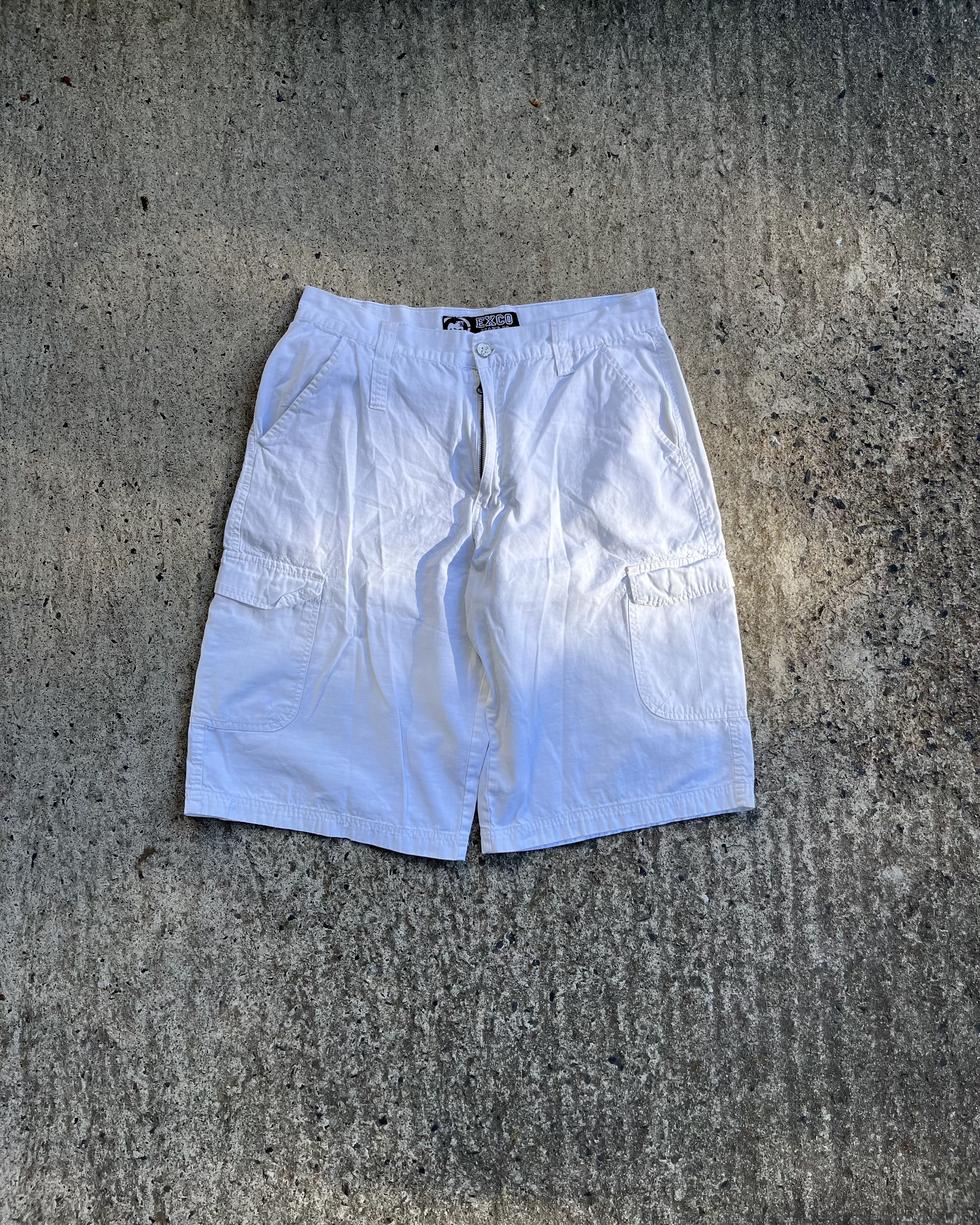 Vintage Y2K Baggy White EXCO Jeans Jorts (W36)