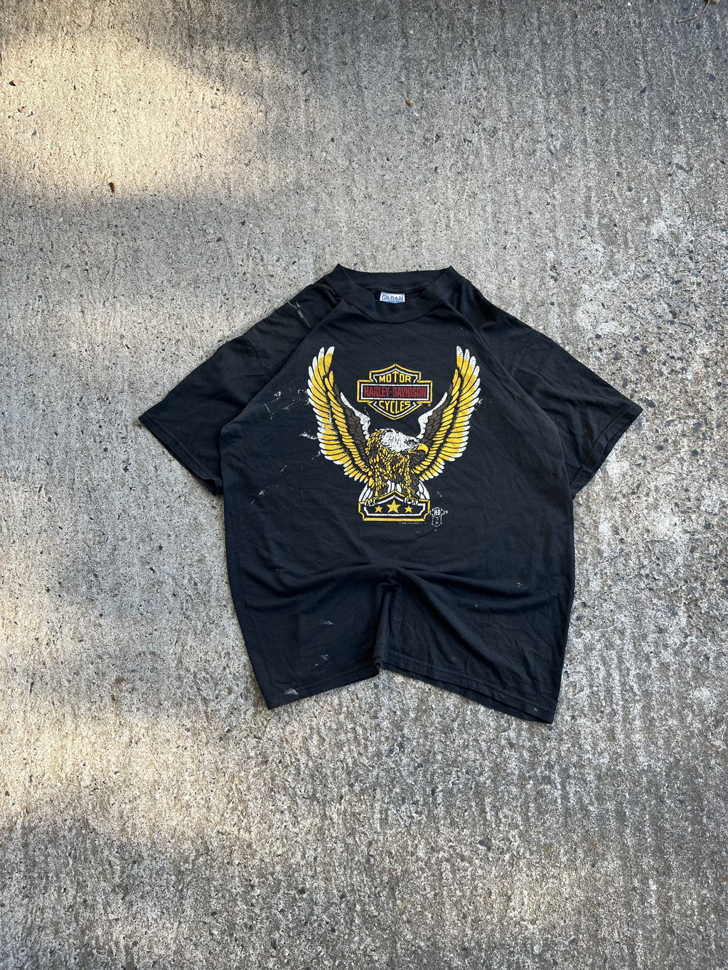 Vintage 1987 Black Harley Davidson Golden Eagle T-Shirt (L)