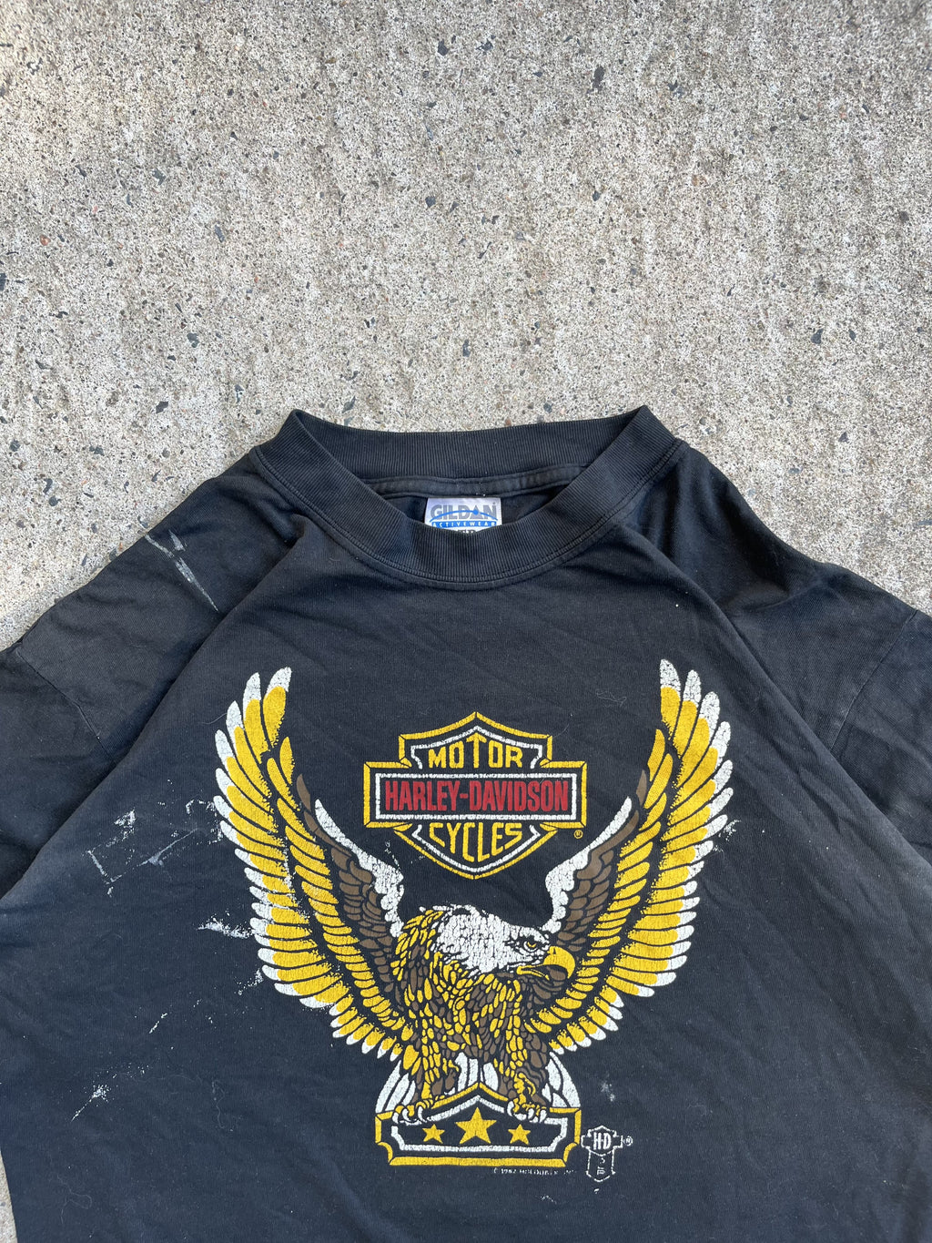 Vintage 1987 Black Harley Davidson Golden Eagle T-Shirt (L)