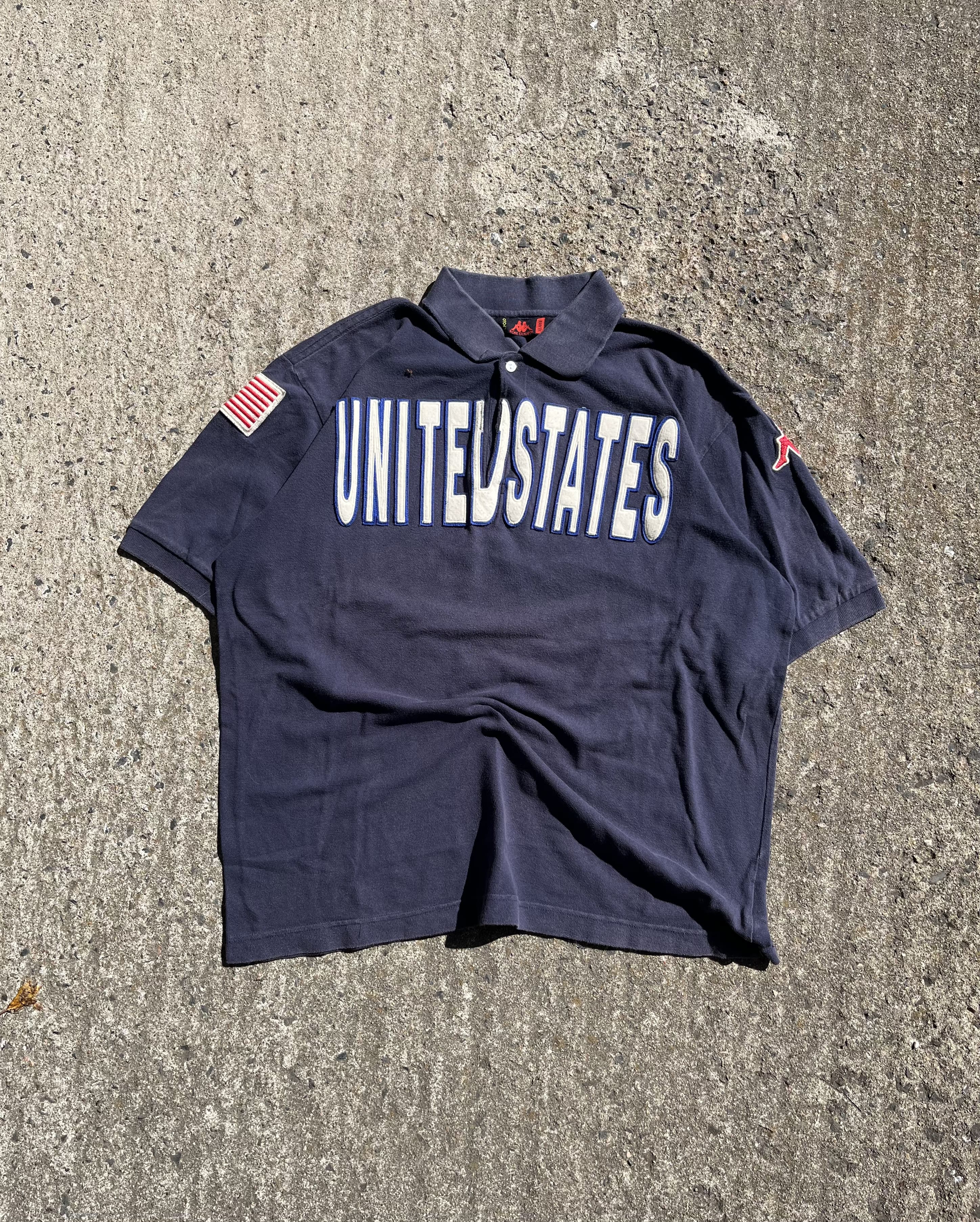 Vintage 90s Black Navy Kappa ''USA'' Polo Shirt (XL)