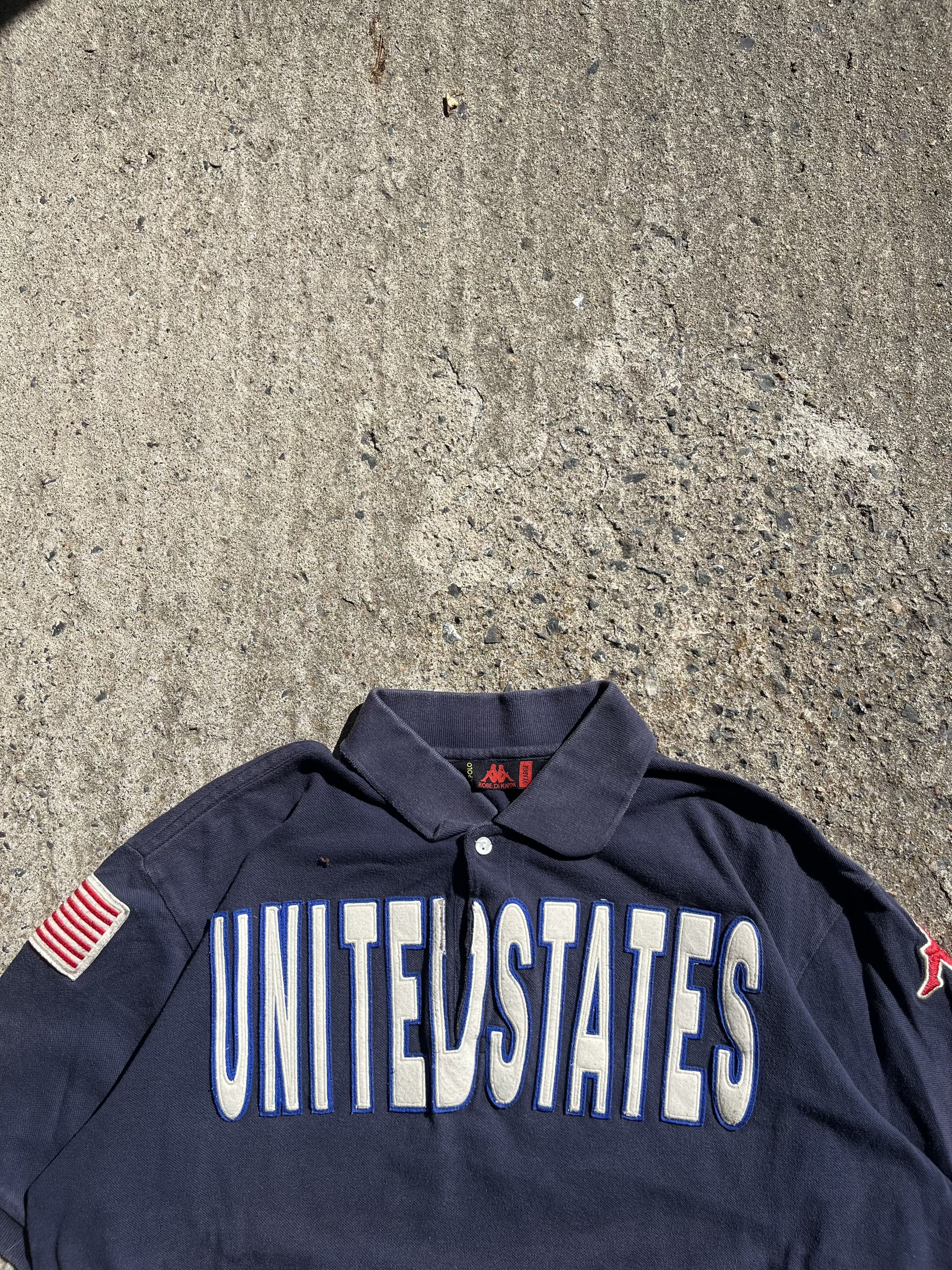 Vintage 90s Black Navy Kappa ''USA'' Polo Shirt (XL)