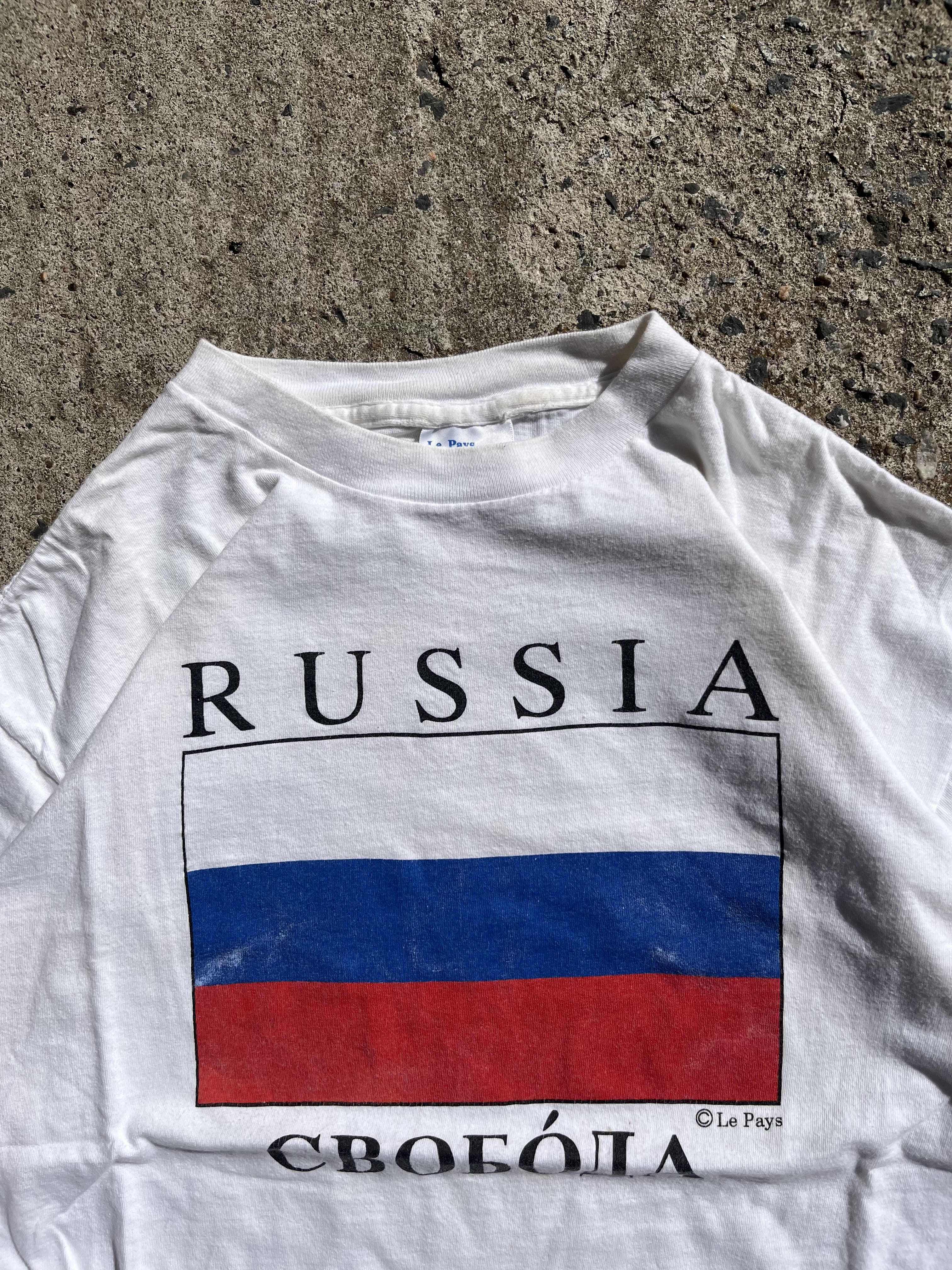 Vintage 90s Russia Flag Single Stitch T-Shirt (XL)