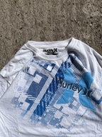 Vintage Y2K White Hurley Glitch T-Shirt (XL)