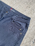 Vintage Y2K Black Flared Oxygen Embroidered Jeans (W28)