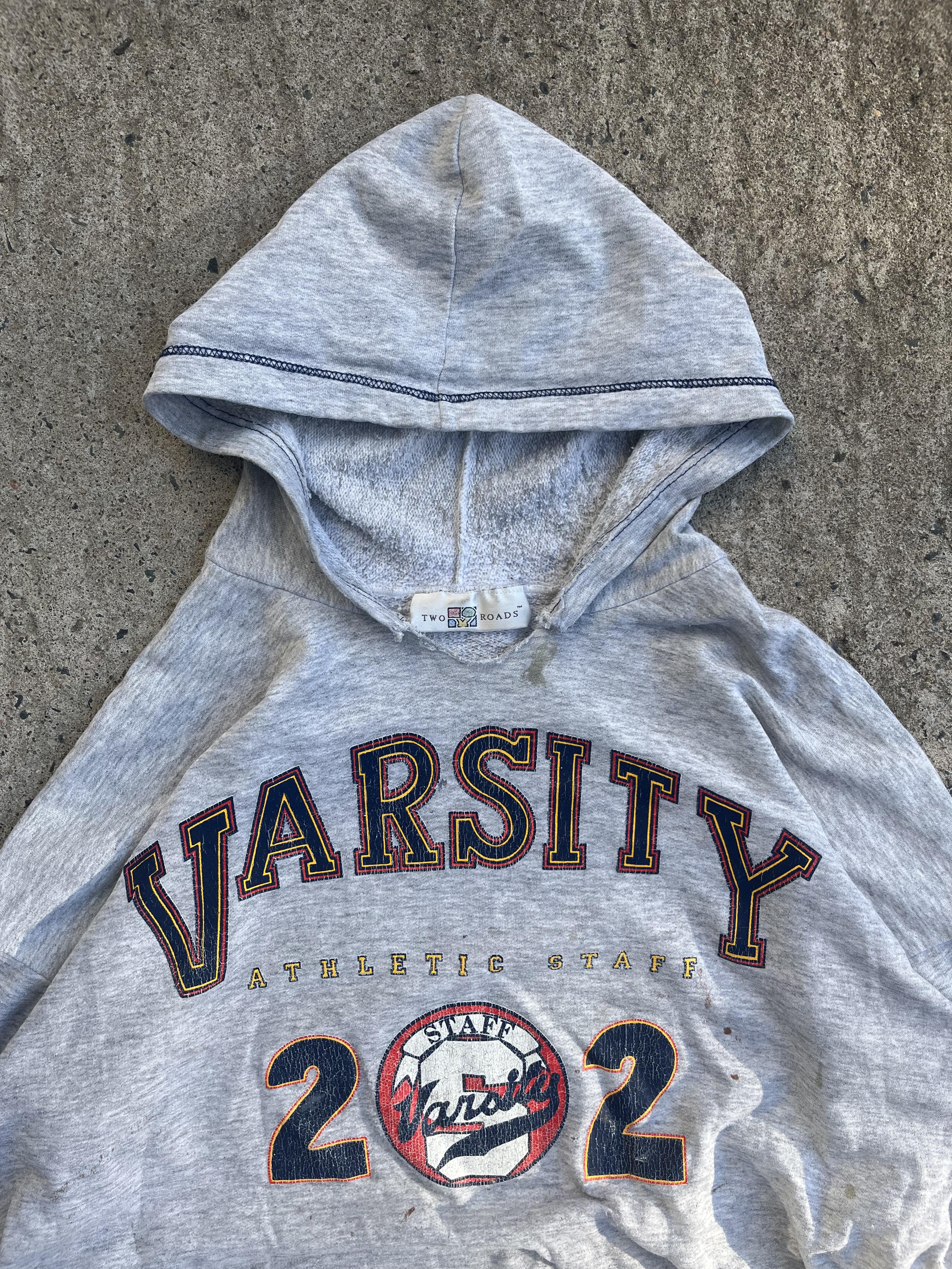 Vintage 90s Varsity 202 Staff Graphic Hoodie (XL)