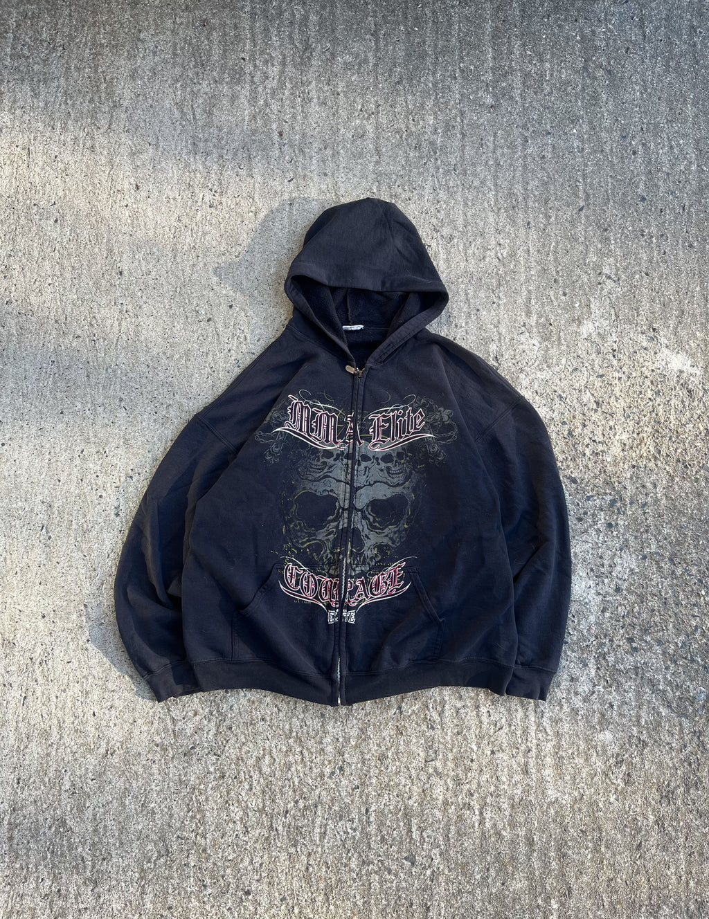 Vintage Y2K Grunge Split Skatewear Hoodie (L)