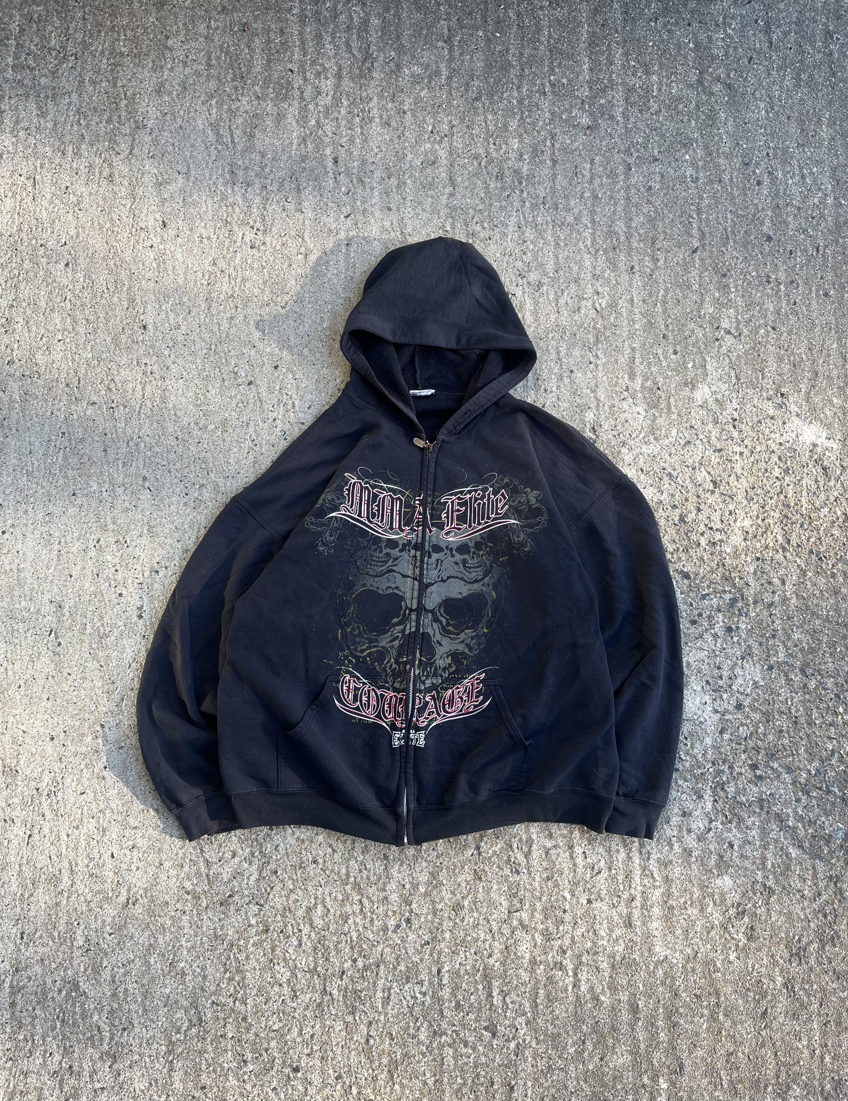 Vintage Y2K Grunge Split Skatewear Hoodie (L)
