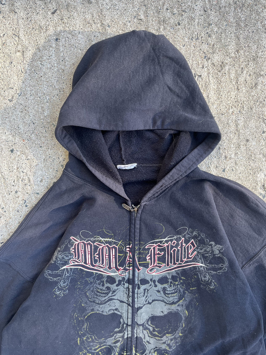 Vintage Y2K Grunge Split Skatewear Hoodie (L)