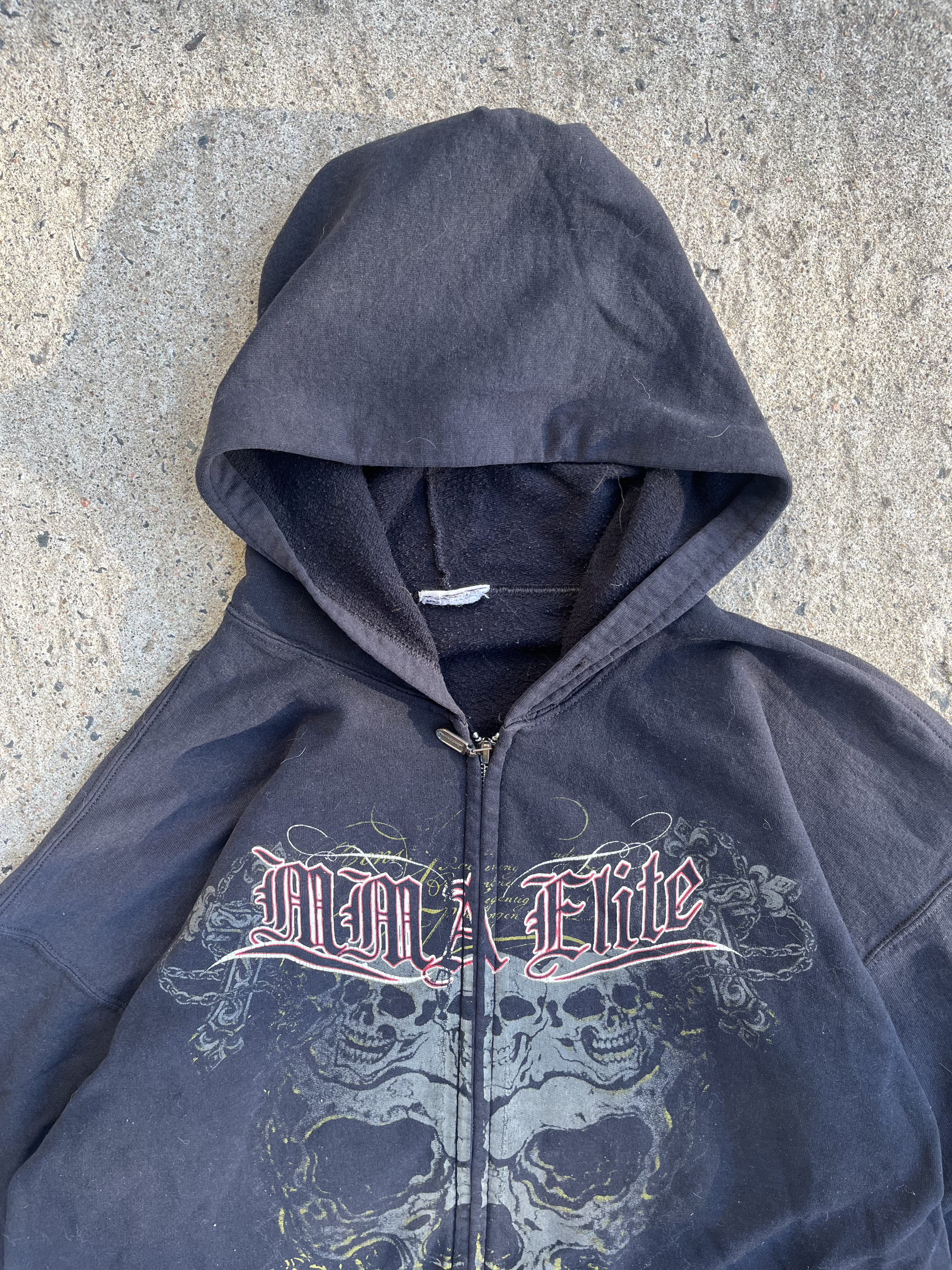 Vintage Y2K Grunge Split Skatewear Hoodie (L)