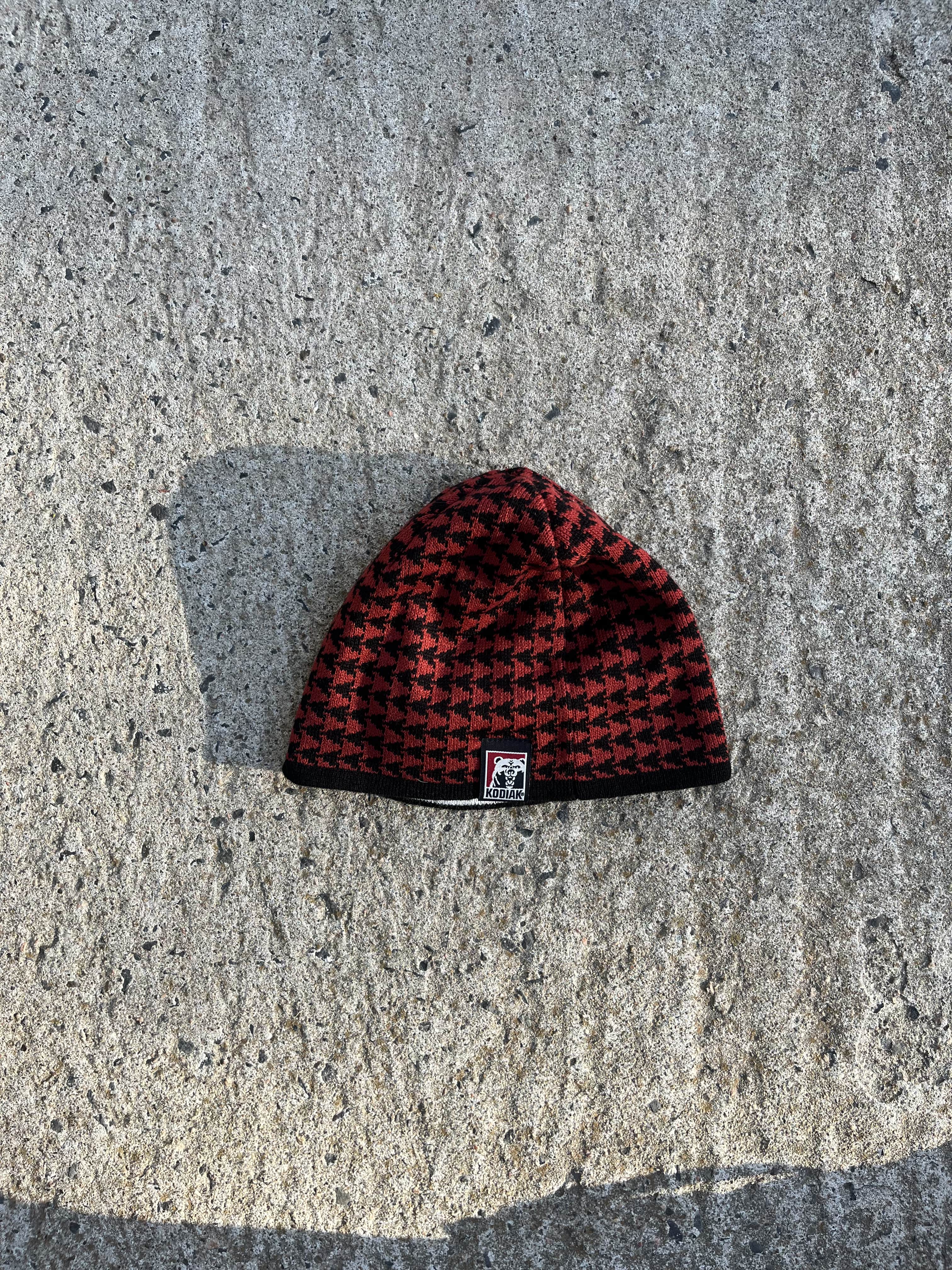 Vintage Y2K Checkered Black & Red Kodiak Beanie