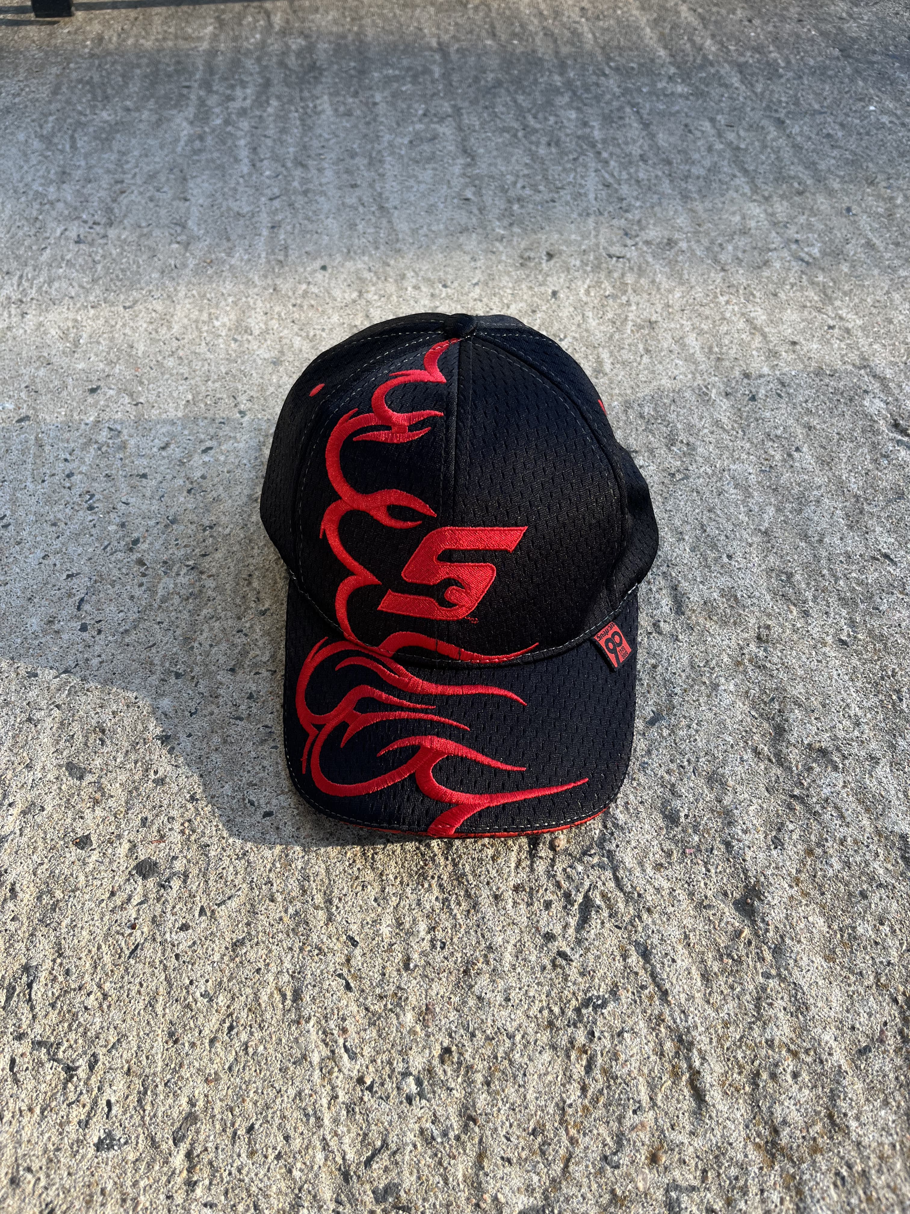 Vintage Y2K Snap-On Flame Snapback Hat