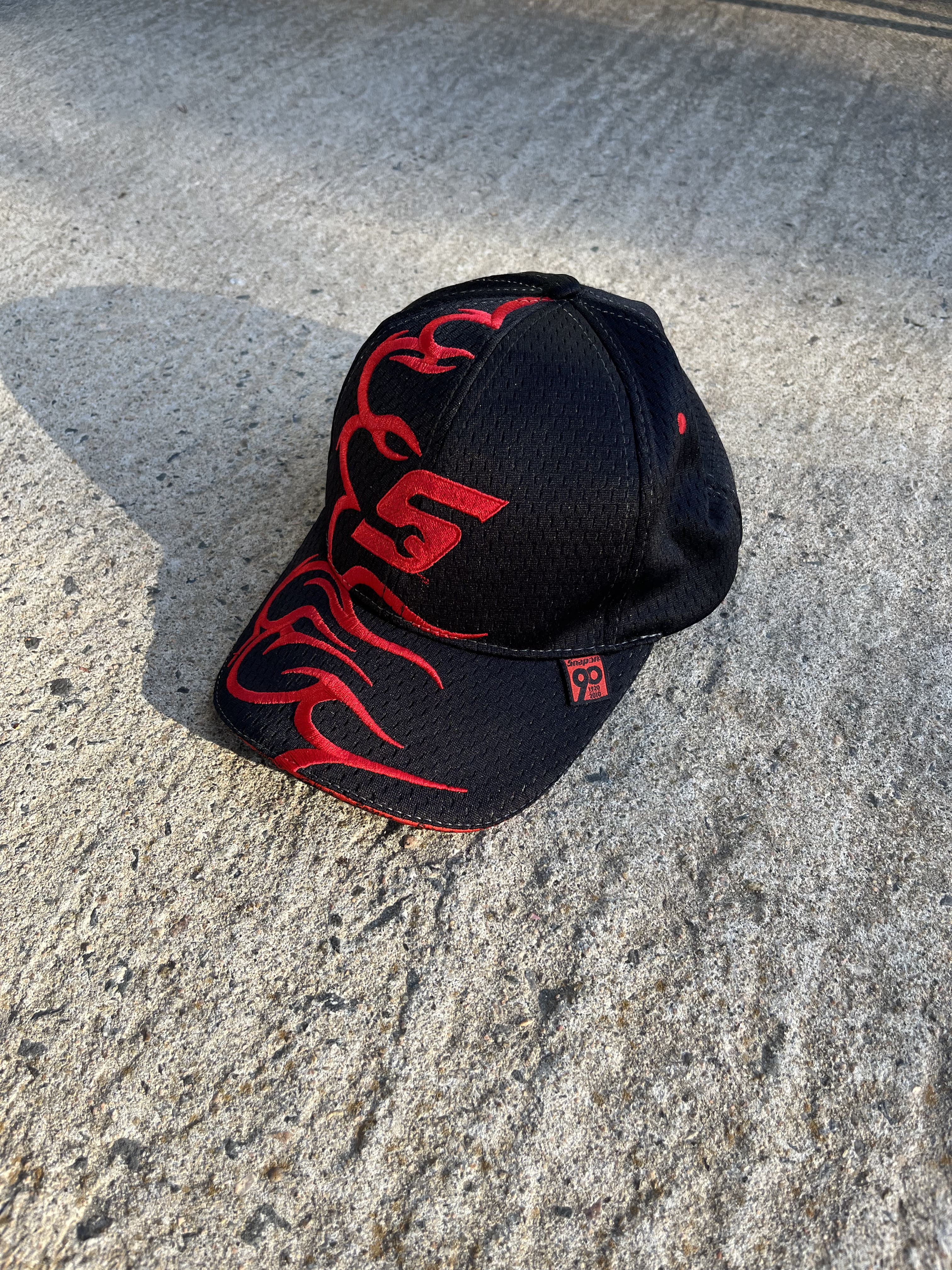Vintage Y2K Snap-On Flame Snapback Hat