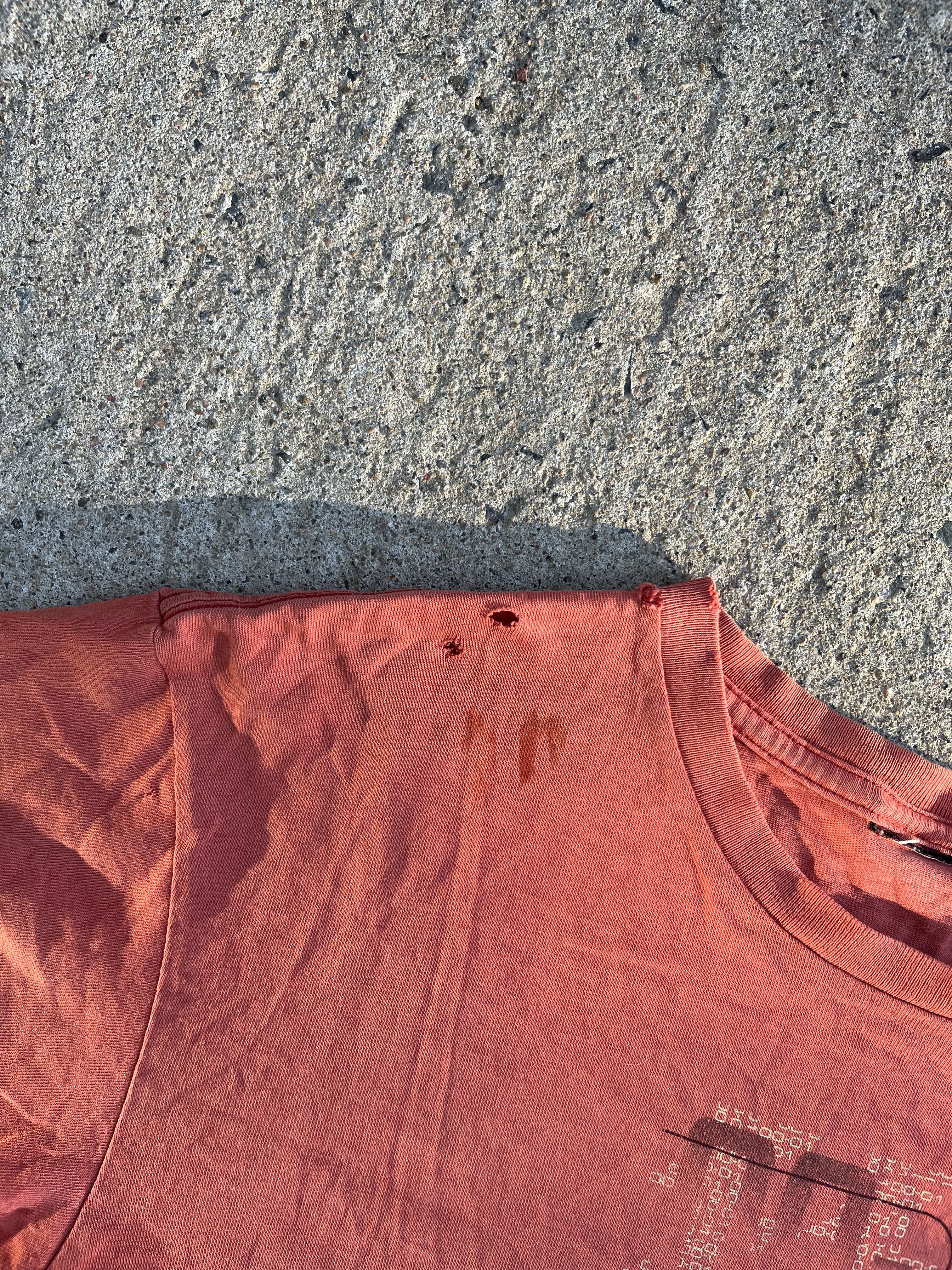 Vintage Y2K Orange Glitch Graphic Tee Shirt (L)