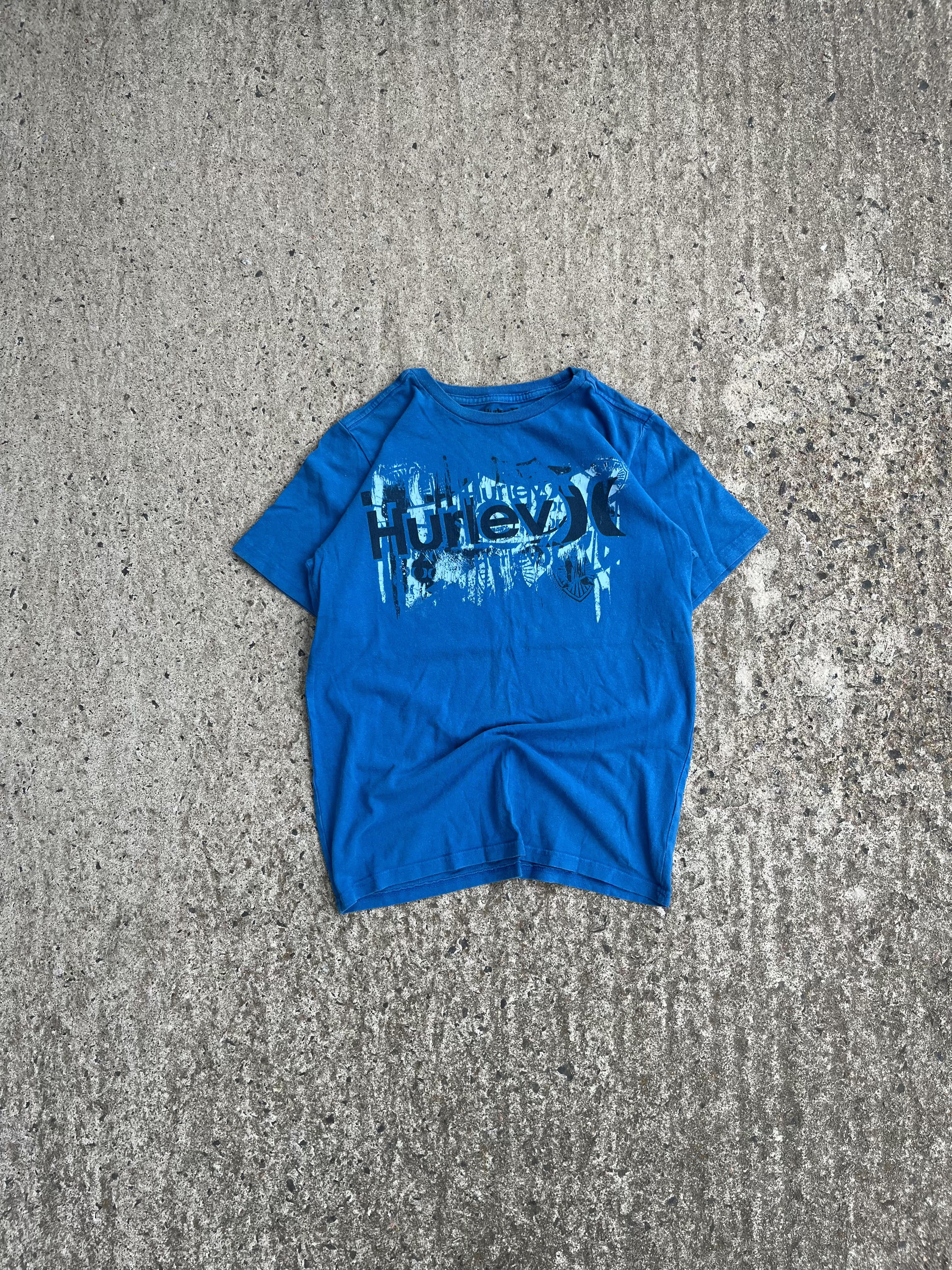 Vintage Y2K Blue Hurley Glitch Tee Shirt (S)