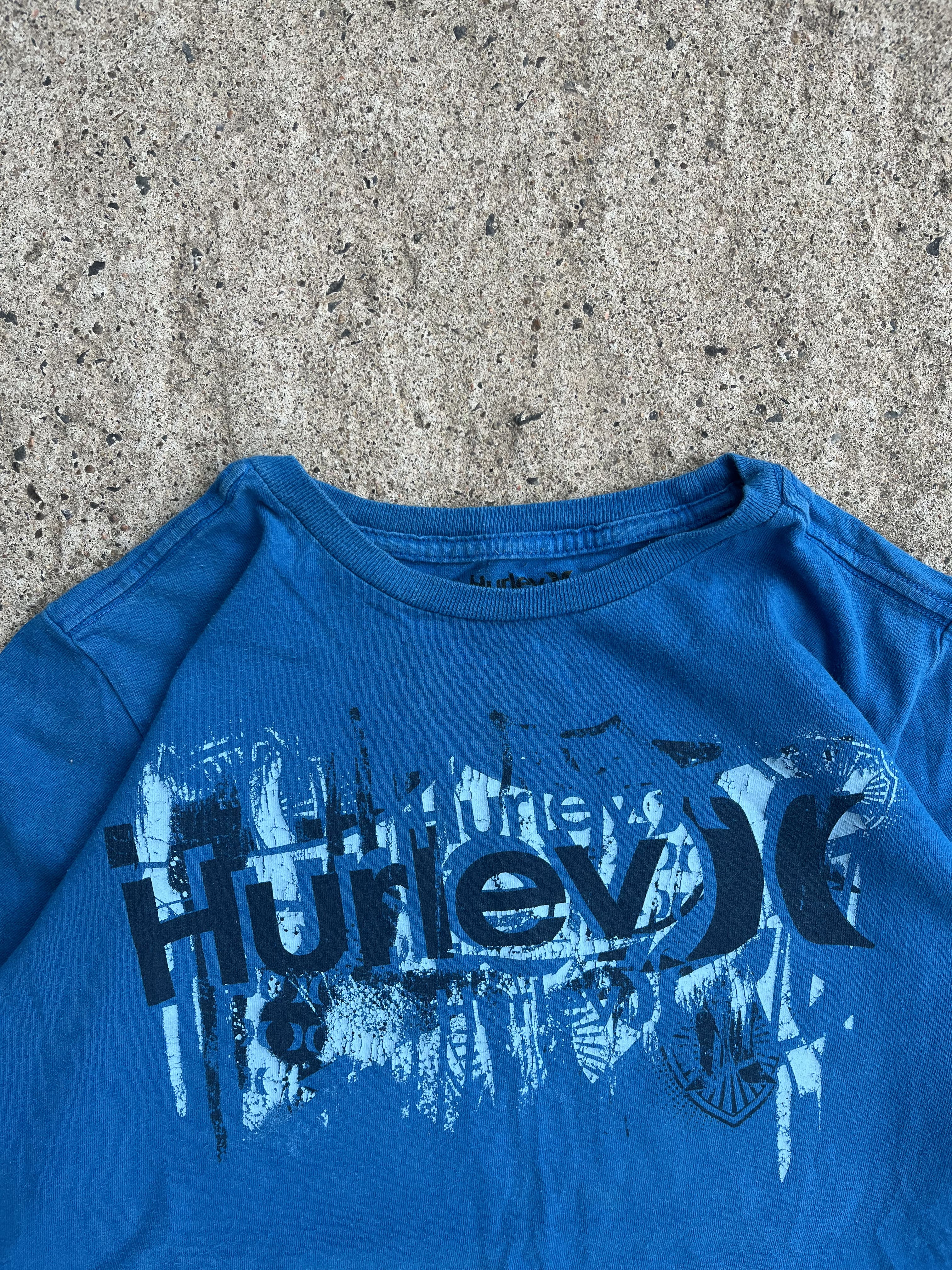 Vintage Y2K Blue Hurley Glitch Tee Shirt (S)
