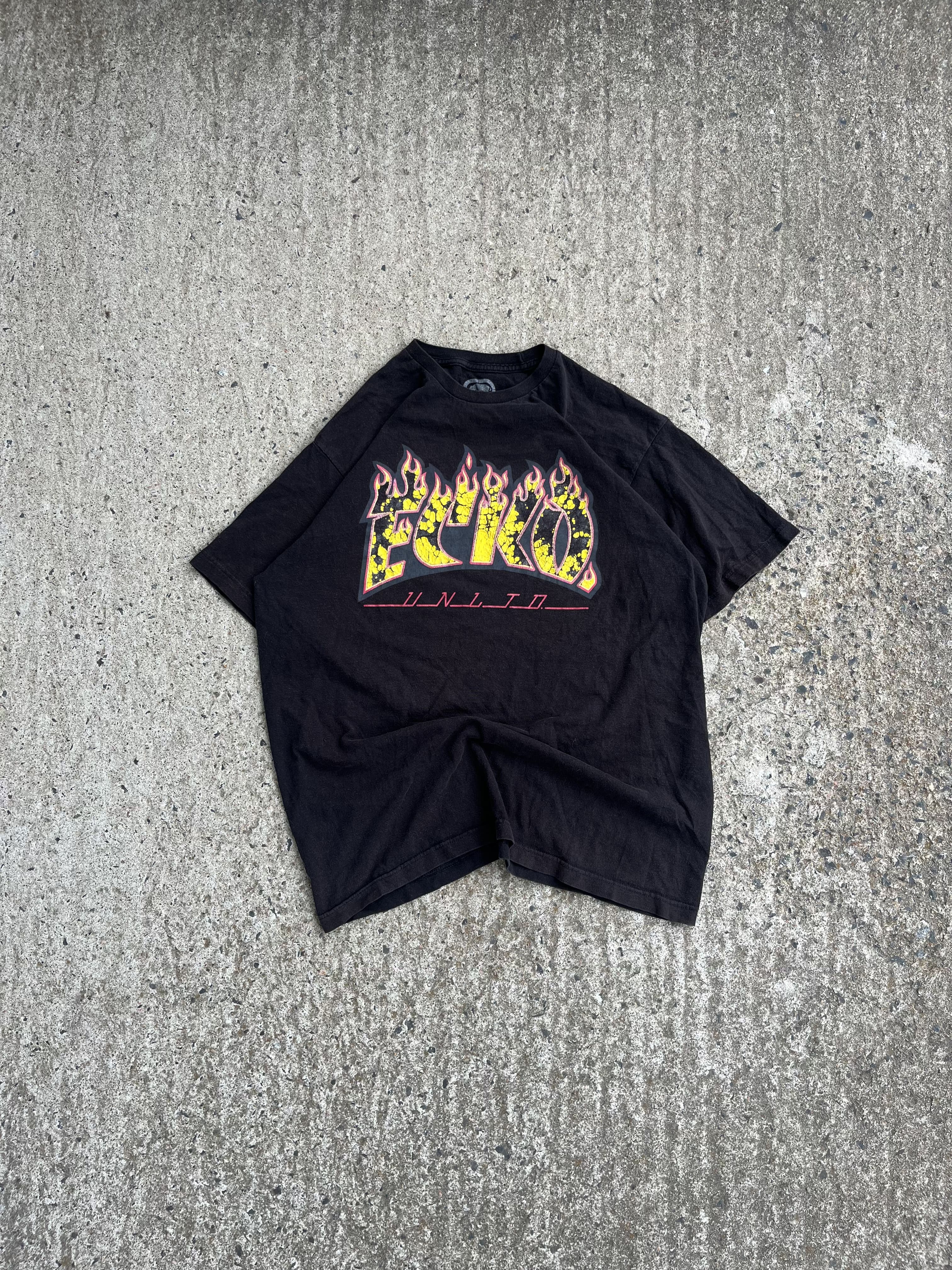 Vintage Y2K Black ECKO UNLTD Flame T-Shirt (XL)