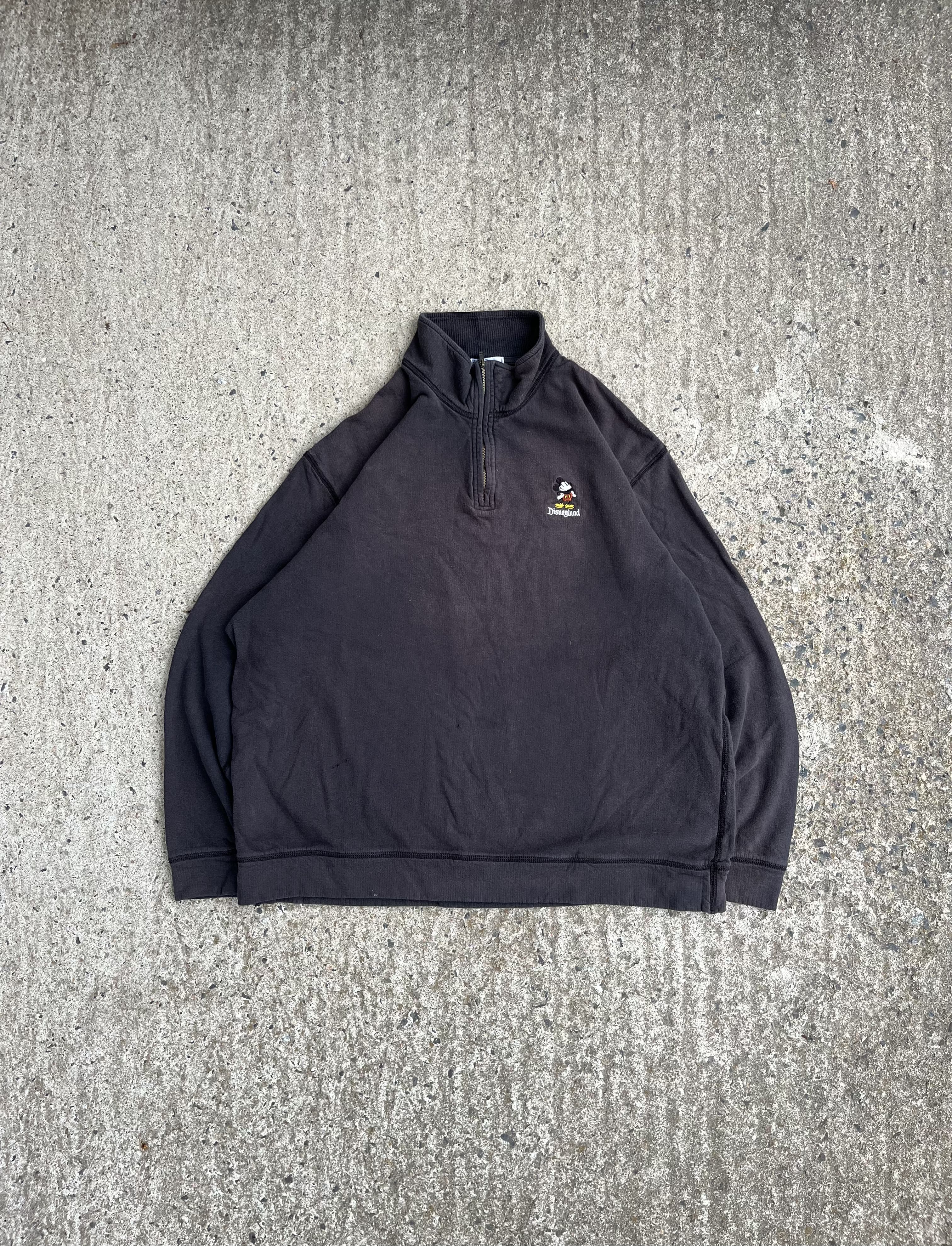 Vintage Y2K Sun Faded Black Disneyland Quarter Zip (XL)