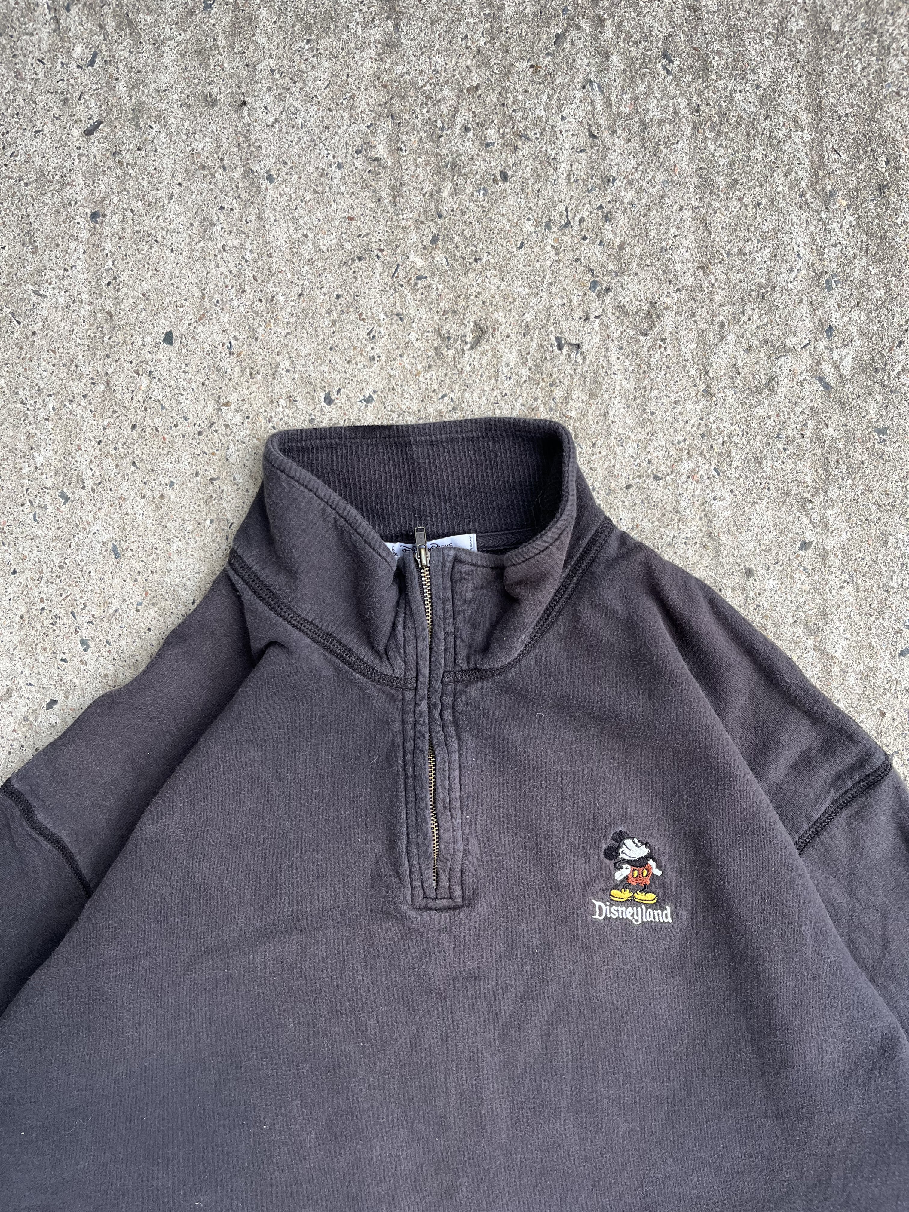 Vintage Y2K Sun Faded Black Disneyland Quarter Zip (XL)