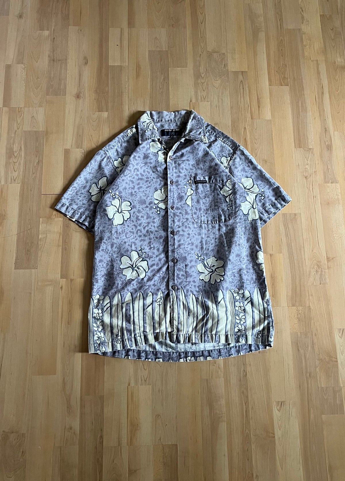 00s Purple & White Point Zero Surf Graphic Button-Up Shirt (M)