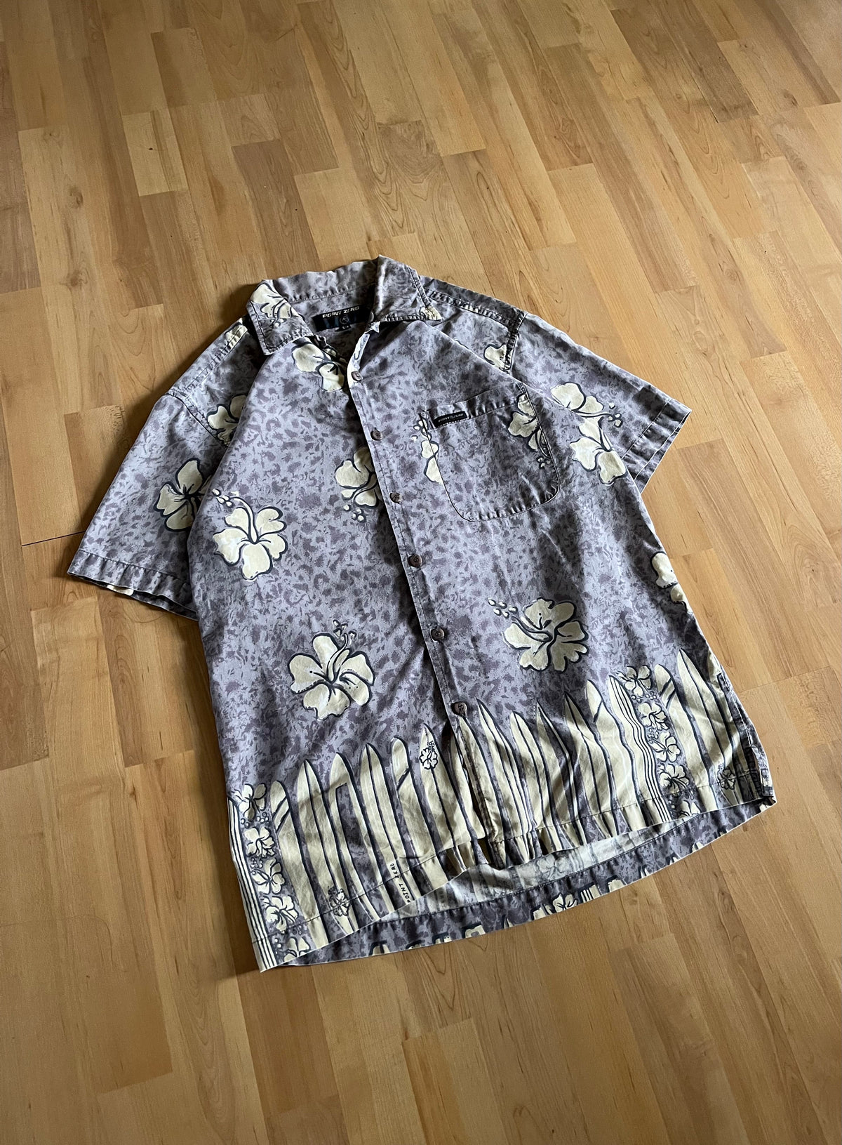 00s Purple & White Point Zero Surf Graphic Button-Up Shirt (M)