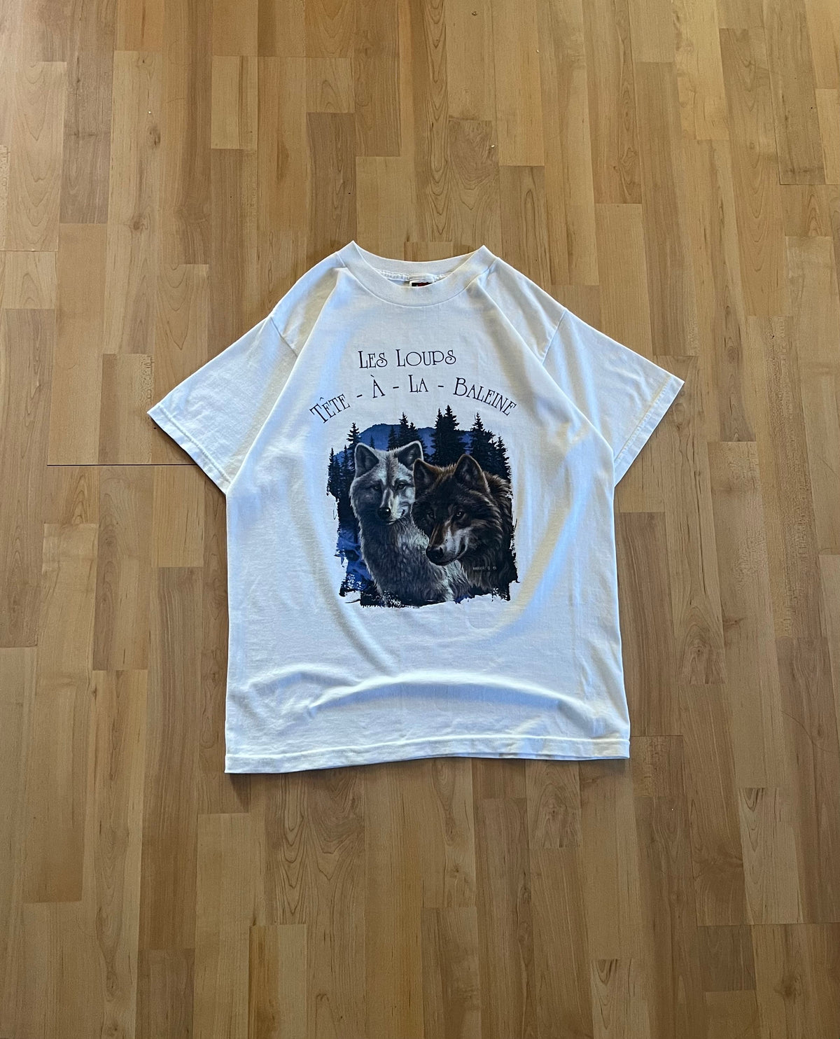 2001 White Tête-A-La-Baleine Wolf Graphic Heavyweight T-Shirt (M)
