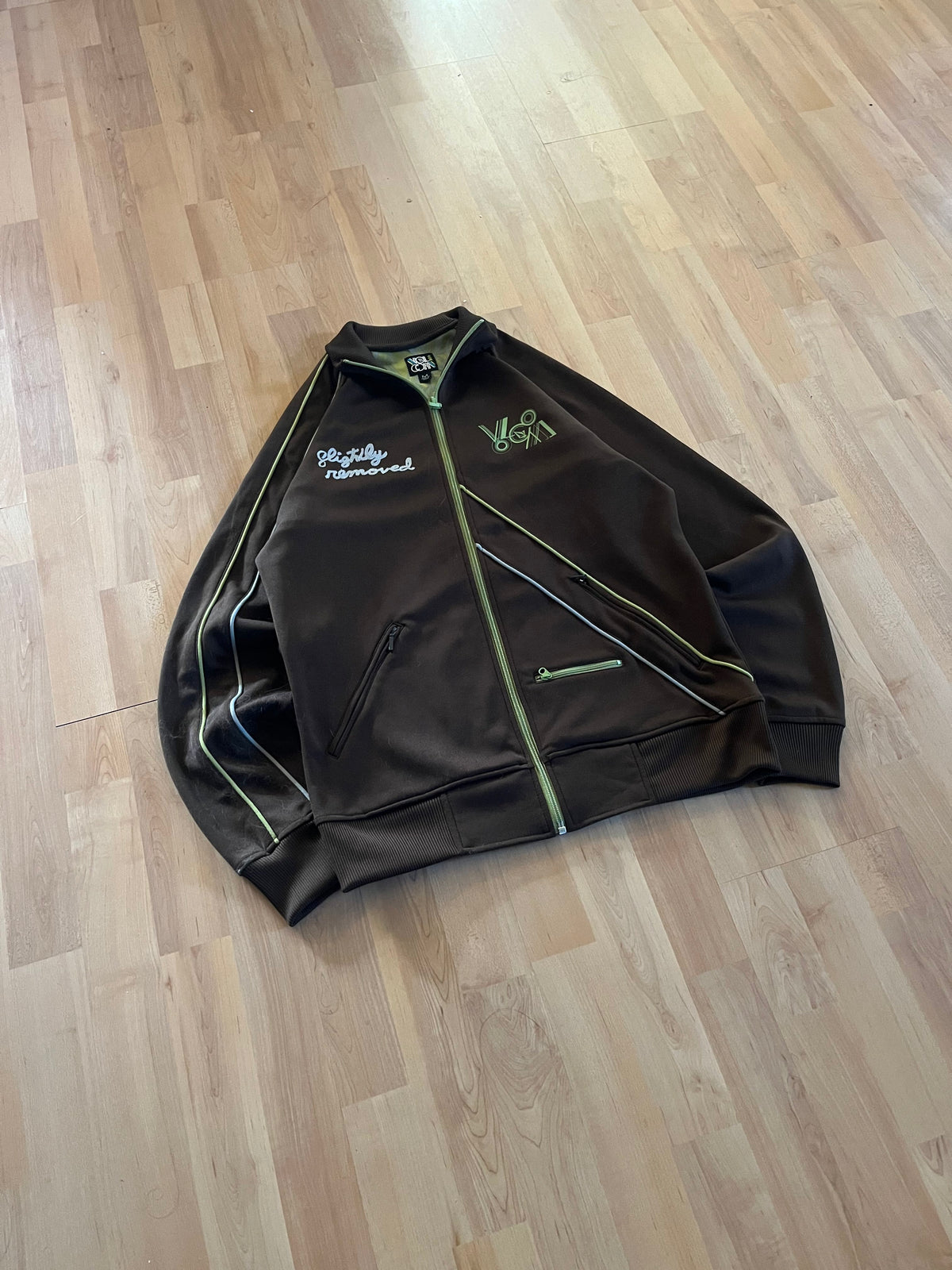 Y2K Brown & Green Volcom Heavyweight Zip-Up Sweatshirt (M)