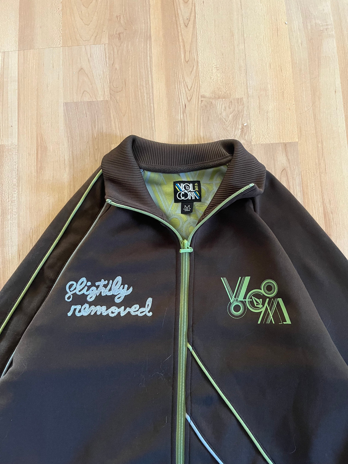Y2K Brown & Green Volcom Heavyweight Zip-Up Sweatshirt (M)