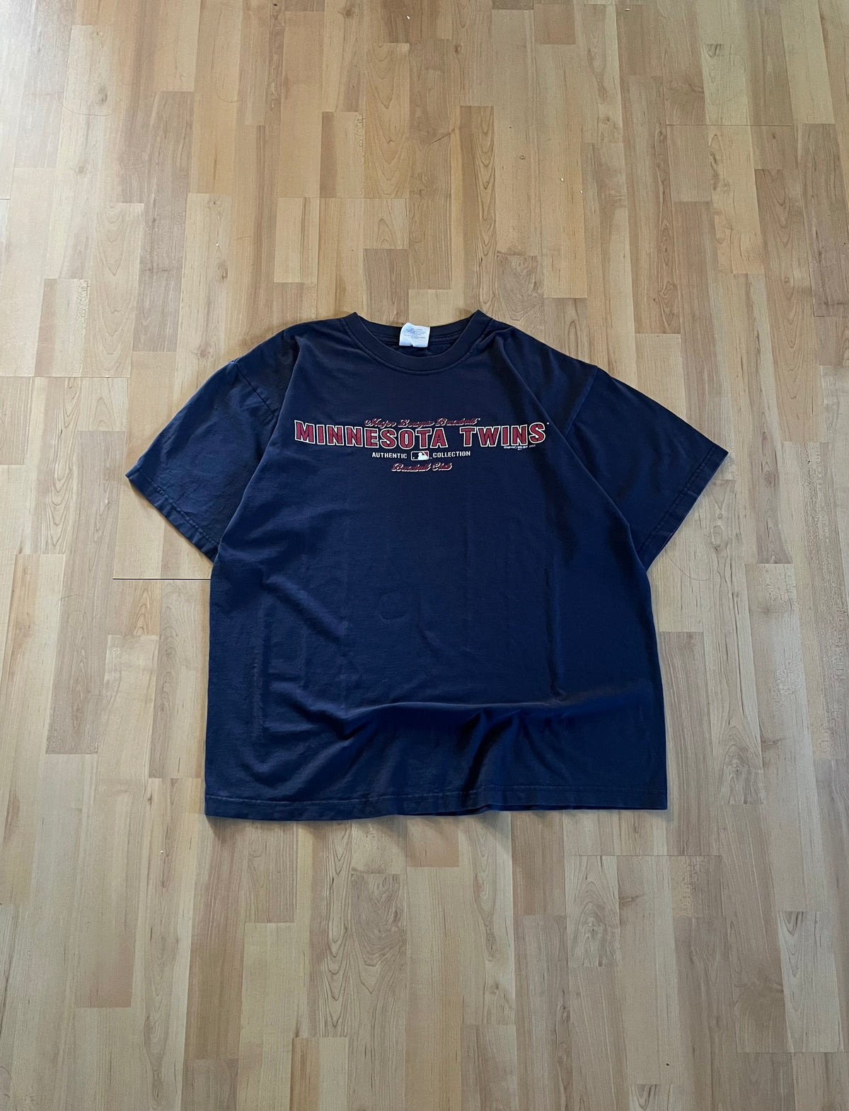 2002 Navy Minnesota Twins Retro Spellout T-Shirt (L)
