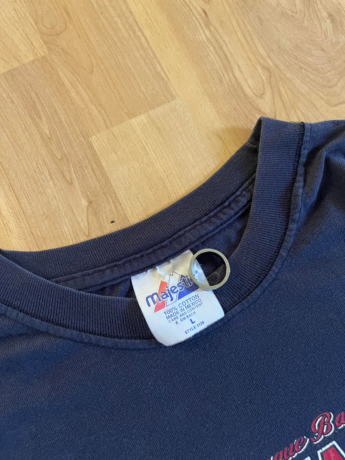 2002 Navy Minnesota Twins Retro Spellout T-Shirt (L)