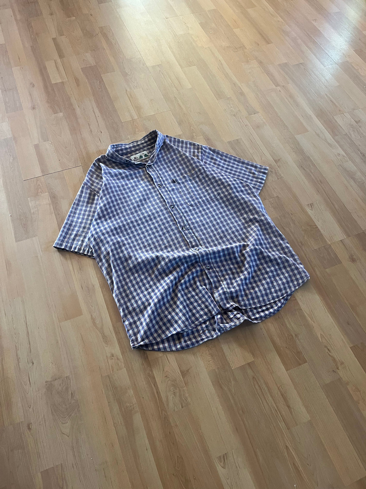 90s Blue, Red & White Big Valley Checkered Button-Up Shirt (L)
