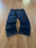 Y2K Grunge Navy Faded Engine Baggy Jeans (W34)