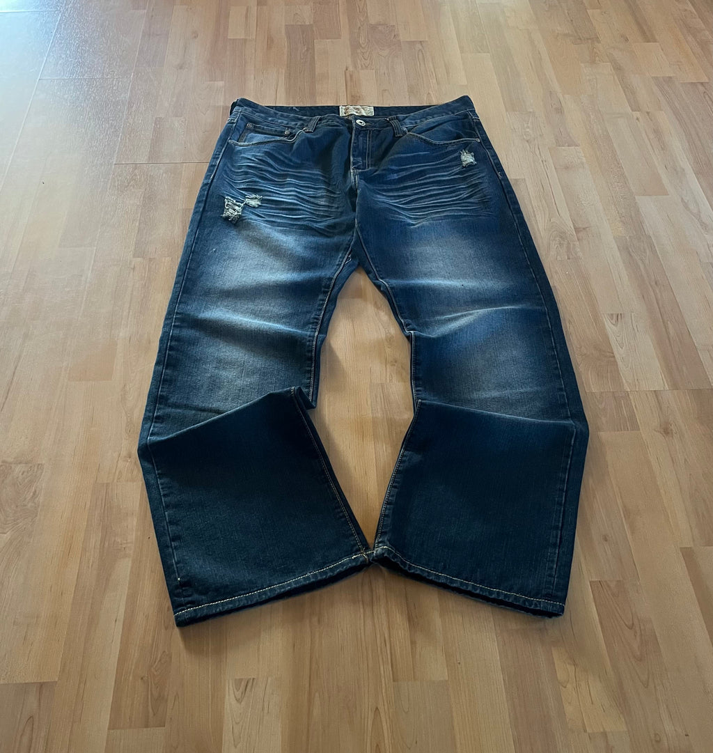 Y2K Grunge Faded ECKO UNLTD Distressed Baggy Denim Jeans (W36)