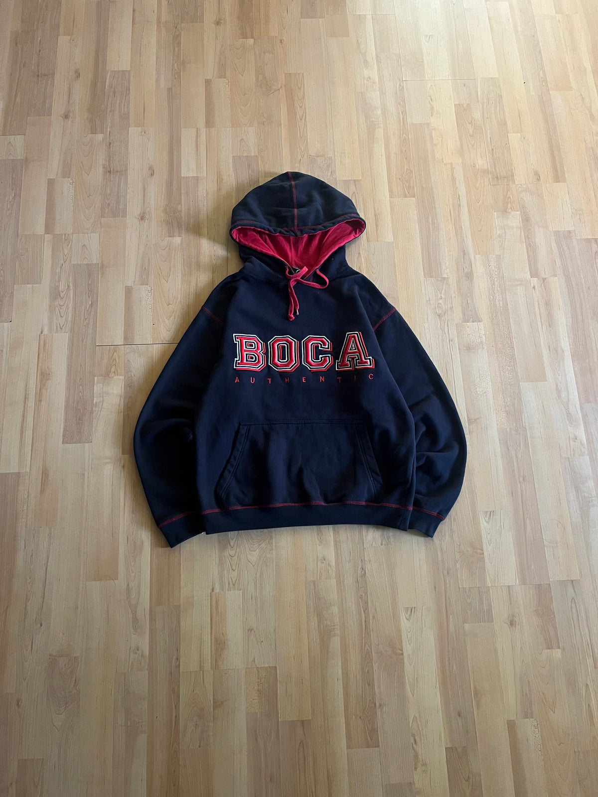 Y2K Navy & Red Boca Authentic Heavyweight Hoodie (S)