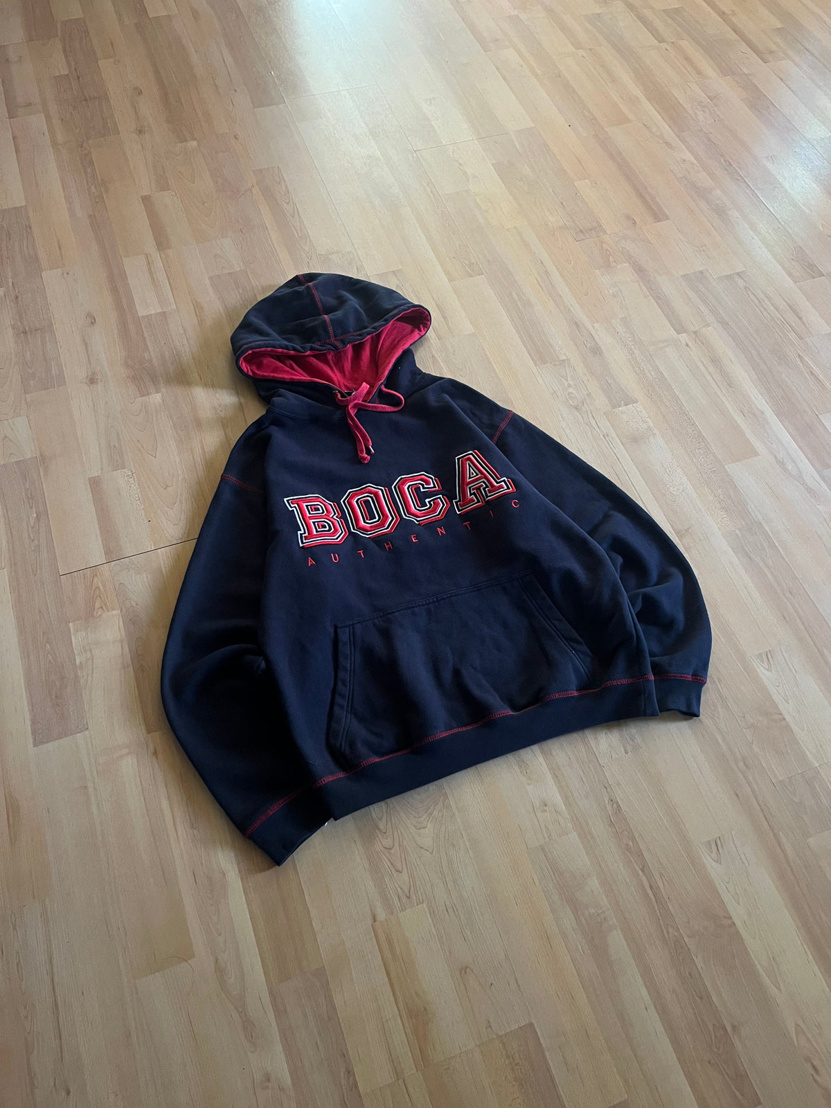 Y2K Navy & Red Boca Authentic Heavyweight Hoodie (S)