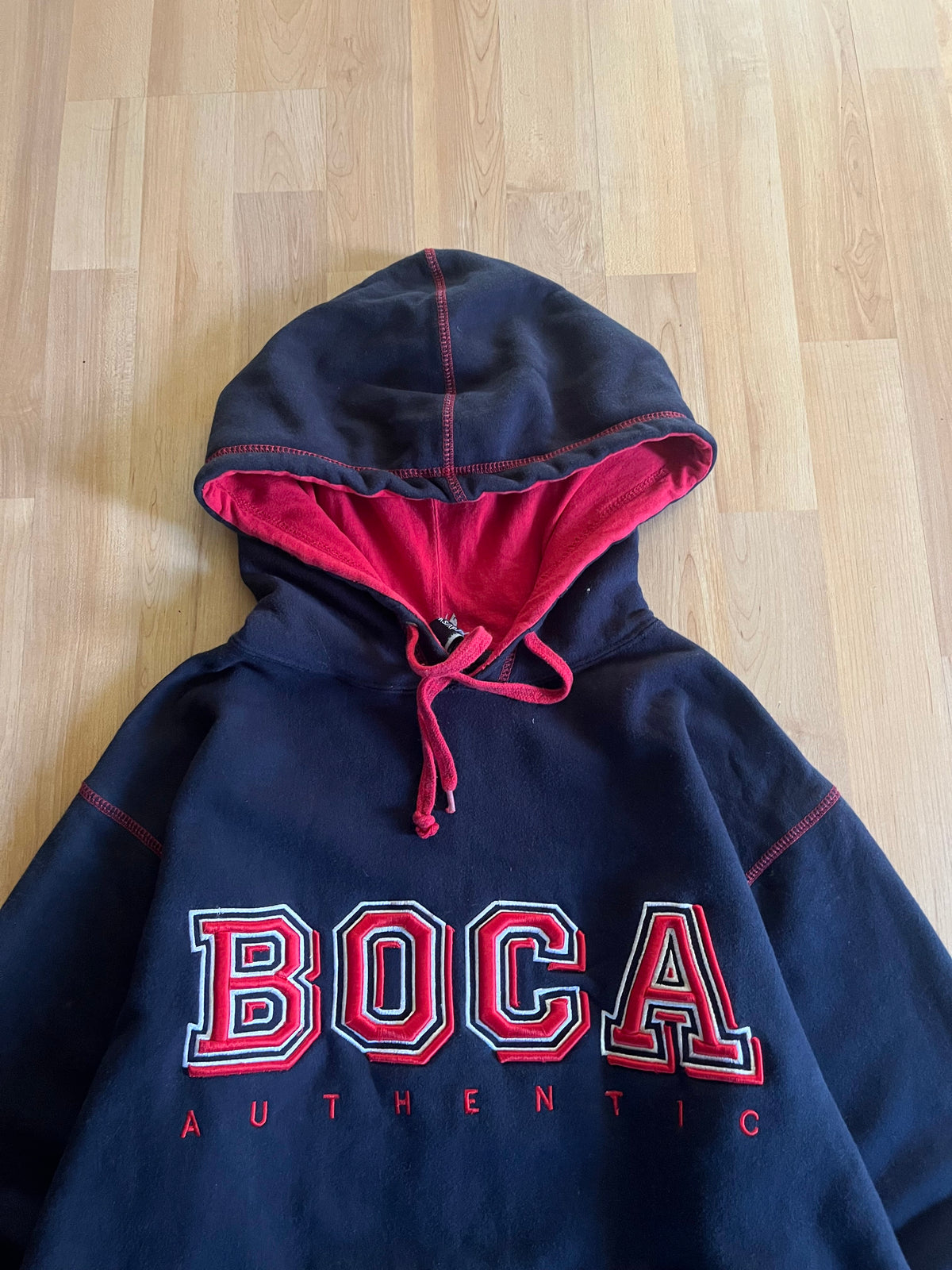 Y2K Navy & Red Boca Authentic Heavyweight Hoodie (S)