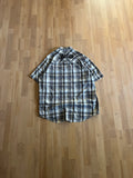 Y2K Black, White & Gold Harley Davidson Embroidered Button-Up Shirt (L)