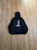 Y2K Black ''1'' American Flag Heavyweight Harley Davidson Bikewear Hoodie (M)