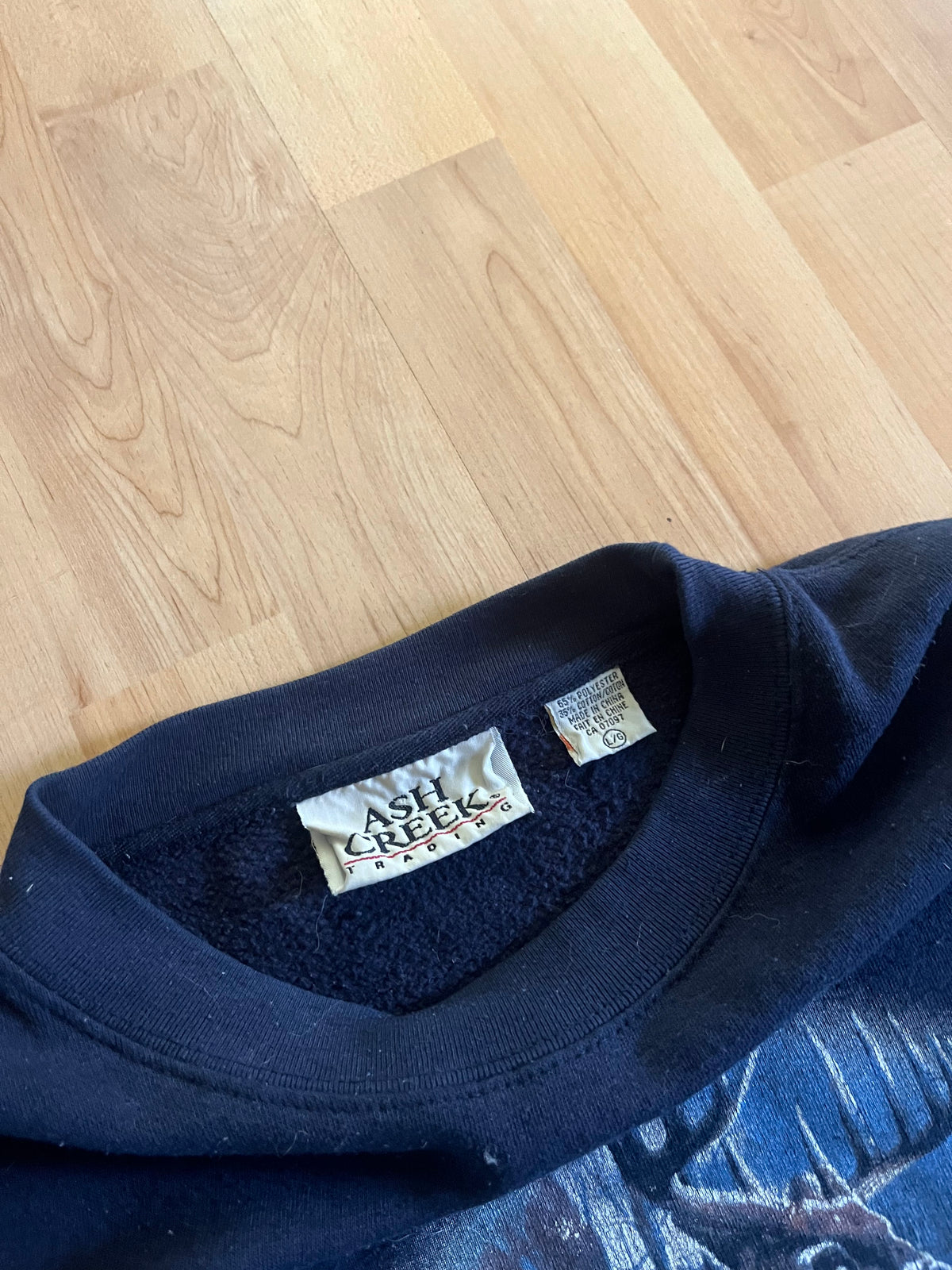 90s Navy Ash Creek Trading Buck Graphic Heavyweight Crewneck (L)